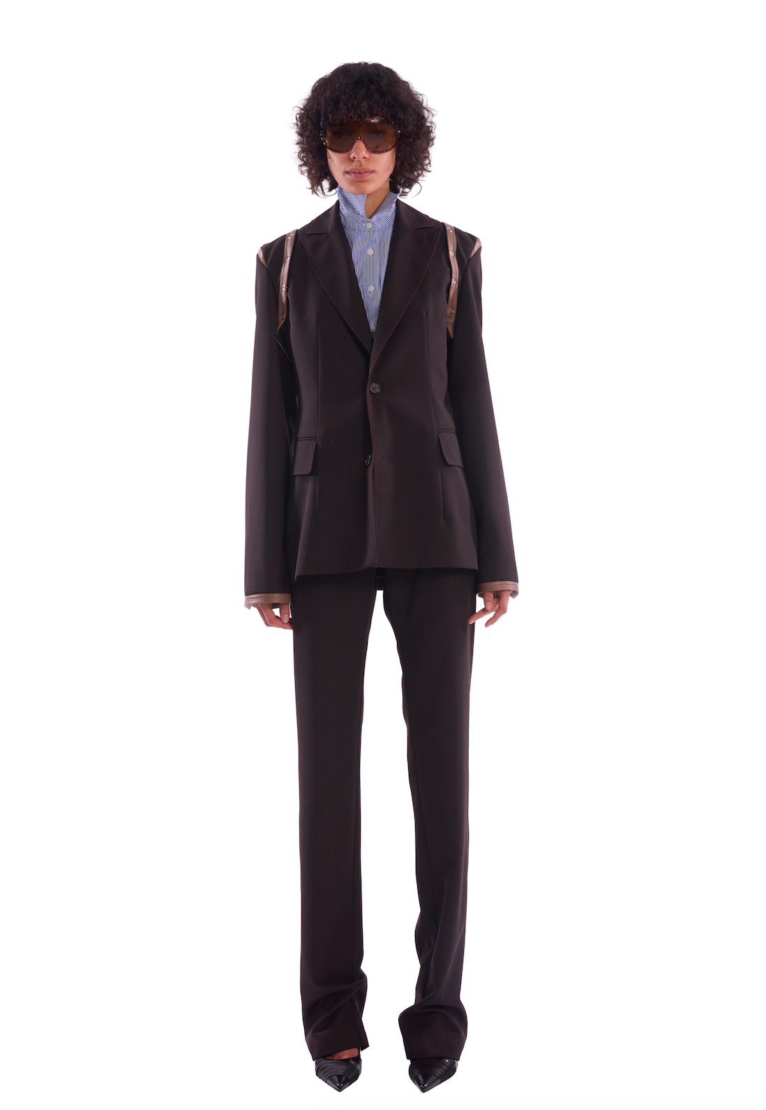 Leather Shoulder Tailored Jacket