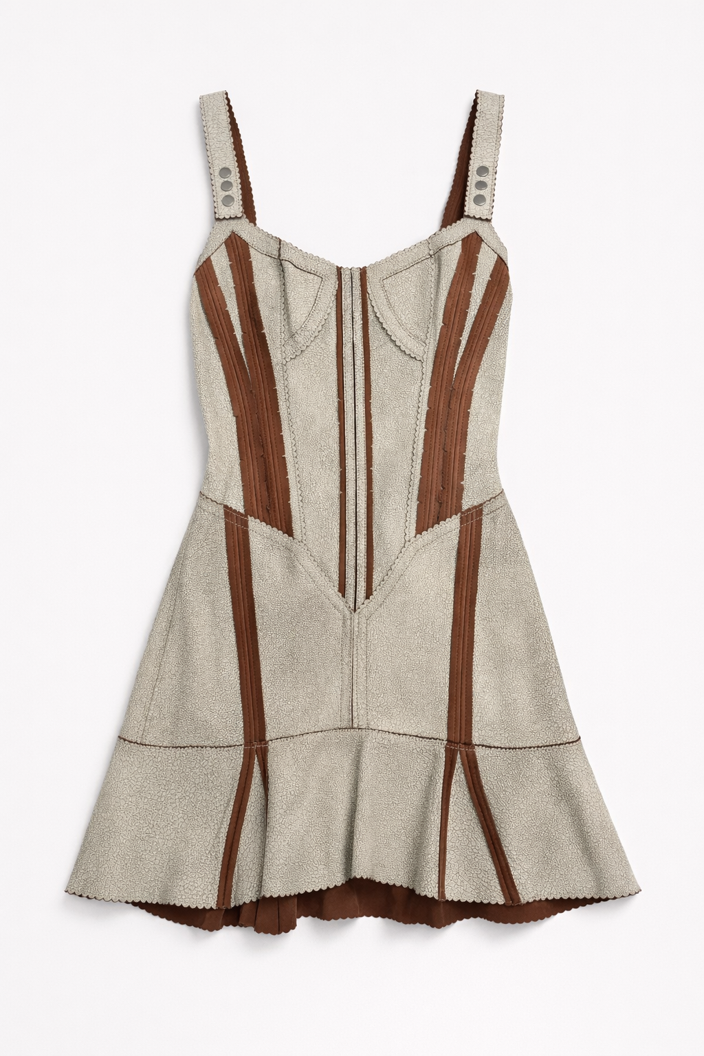 Leather Dress With Scalloped Seam Details