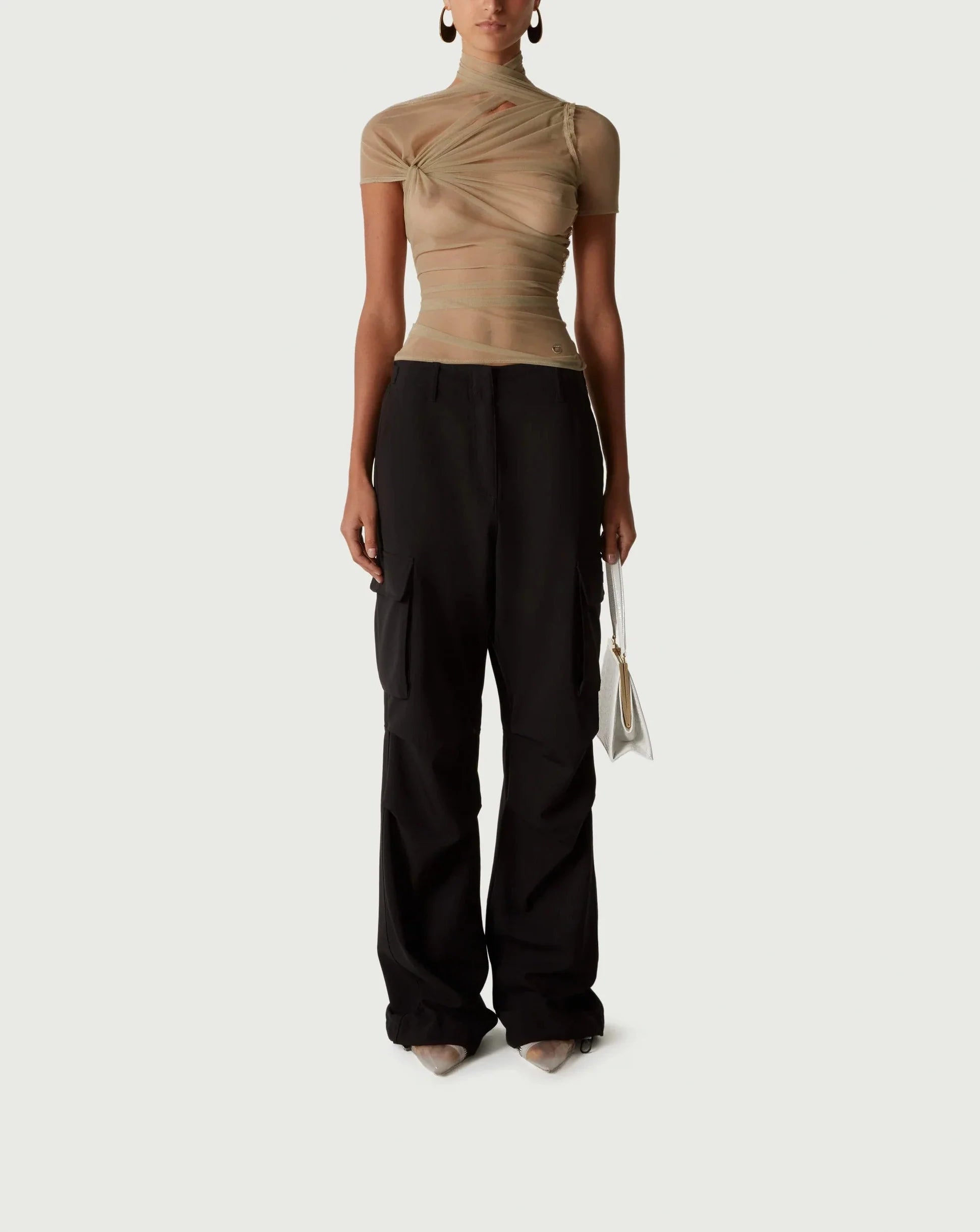 Tailored Wide Leg Cargo Pants