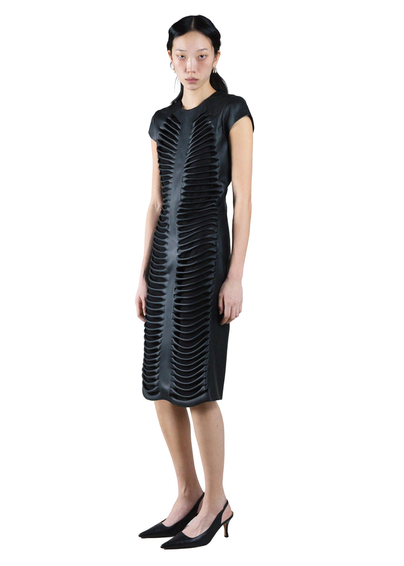DALIA CUT-OUT FAUX LEATHER DRESS