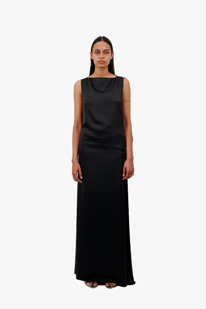 SATIN MAXI DRESS WITH PLUNGING BACK