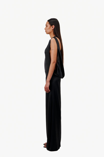 SATIN MAXI DRESS WITH PLUNGING BACK