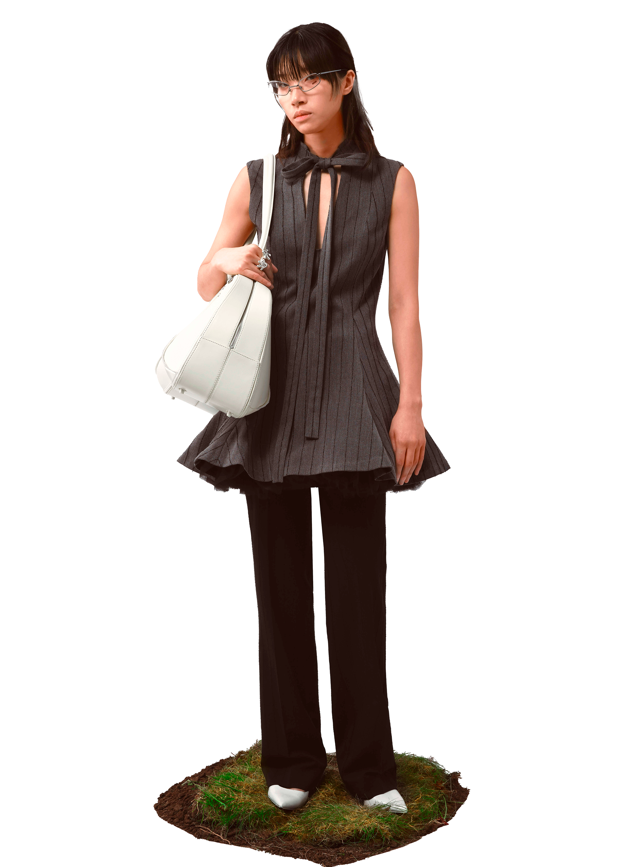 Tulle Dress Pinstripe Grey
