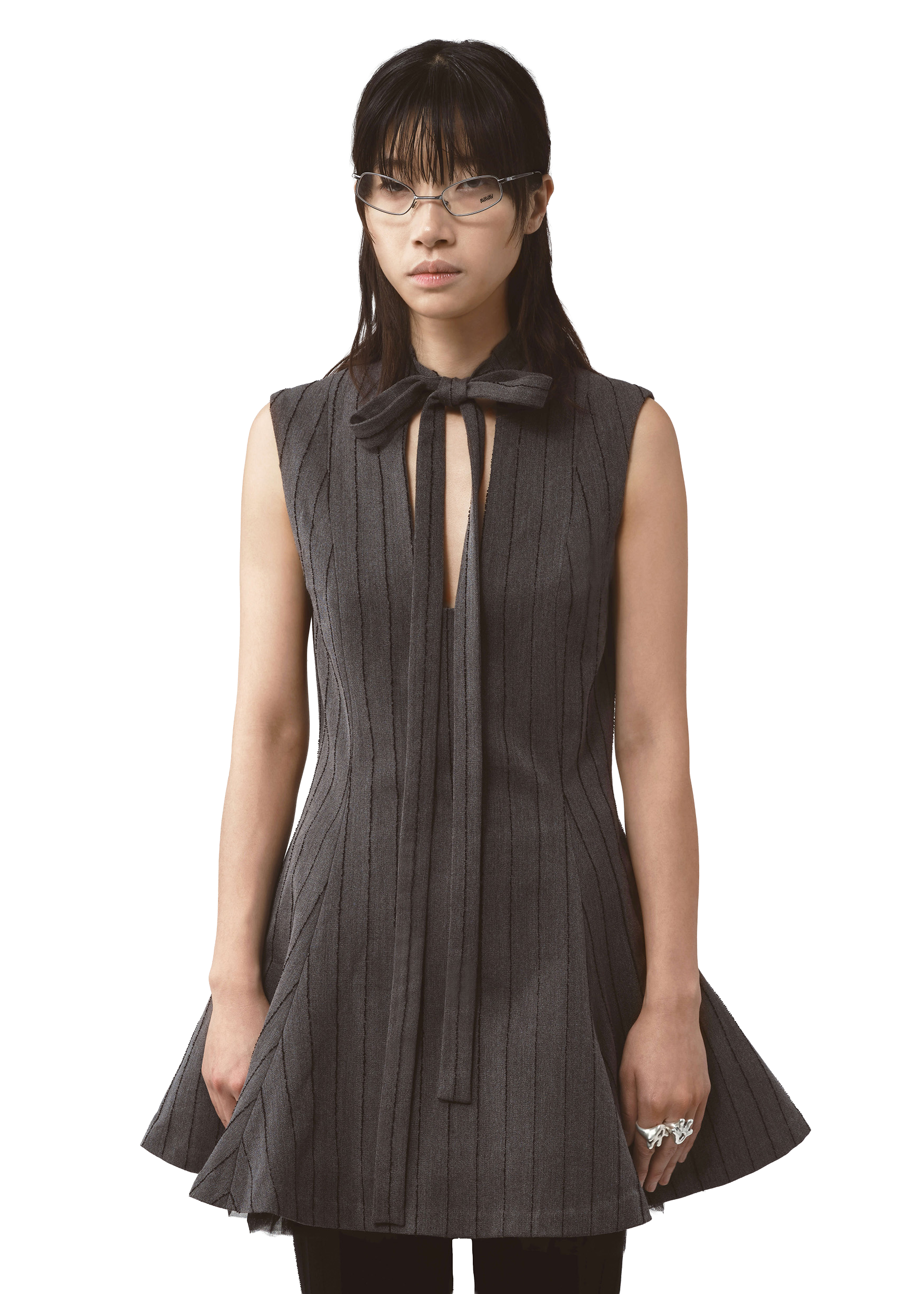 Tulle Dress Pinstripe Grey