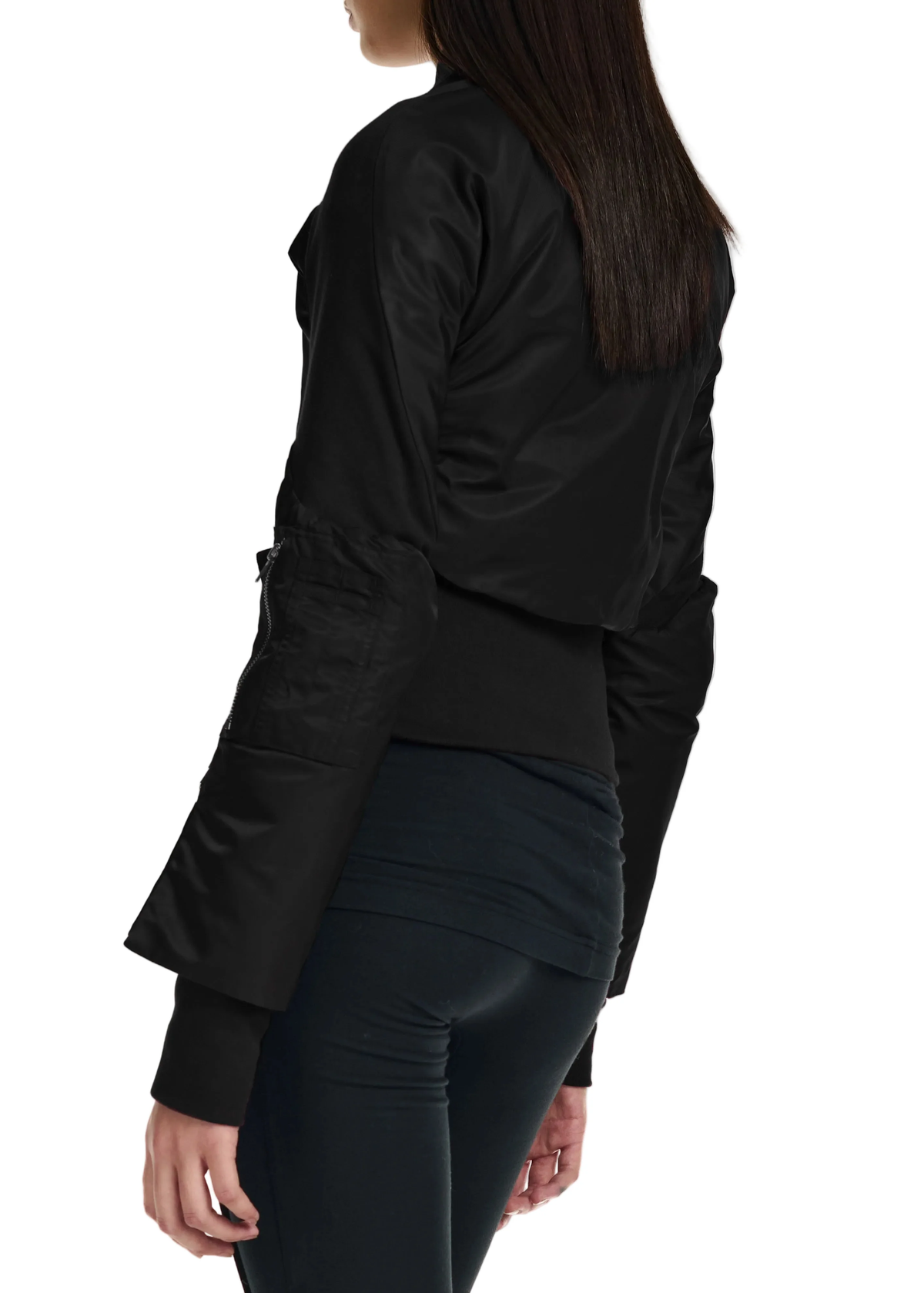 DOUBLE-CLOSURE SILHOUETTE BOMBER - BLACK