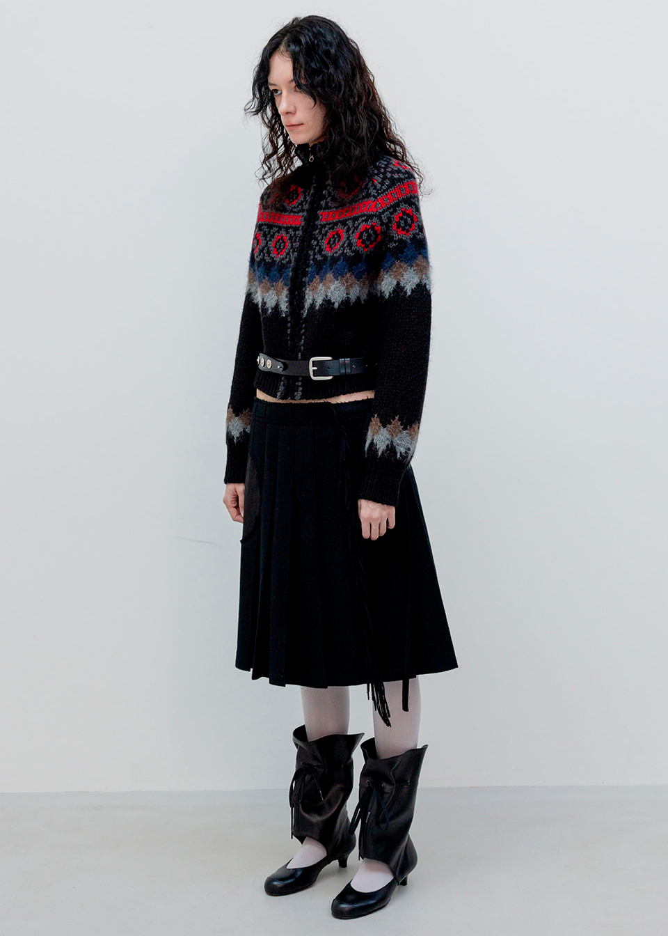 FAIR ISLE ZIP UP SWEATER