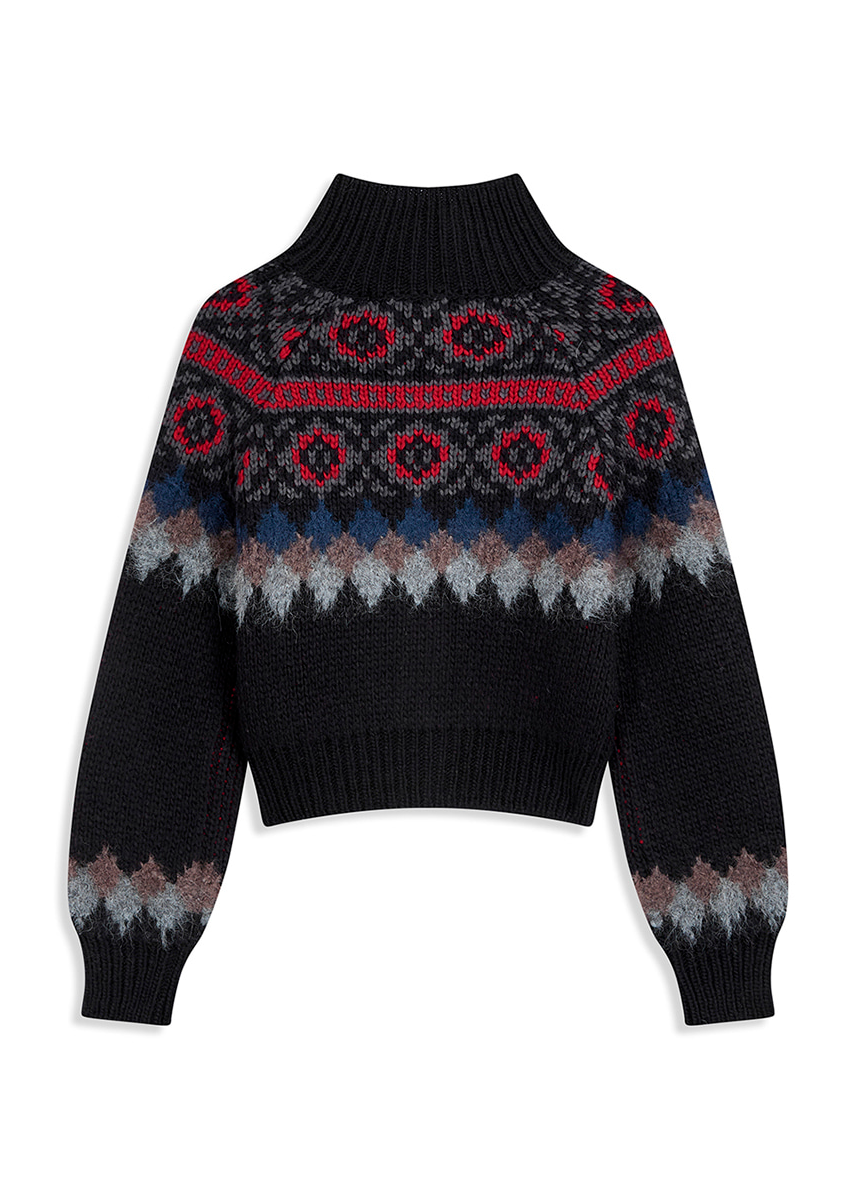 FAIR ISLE ZIP UP SWEATER