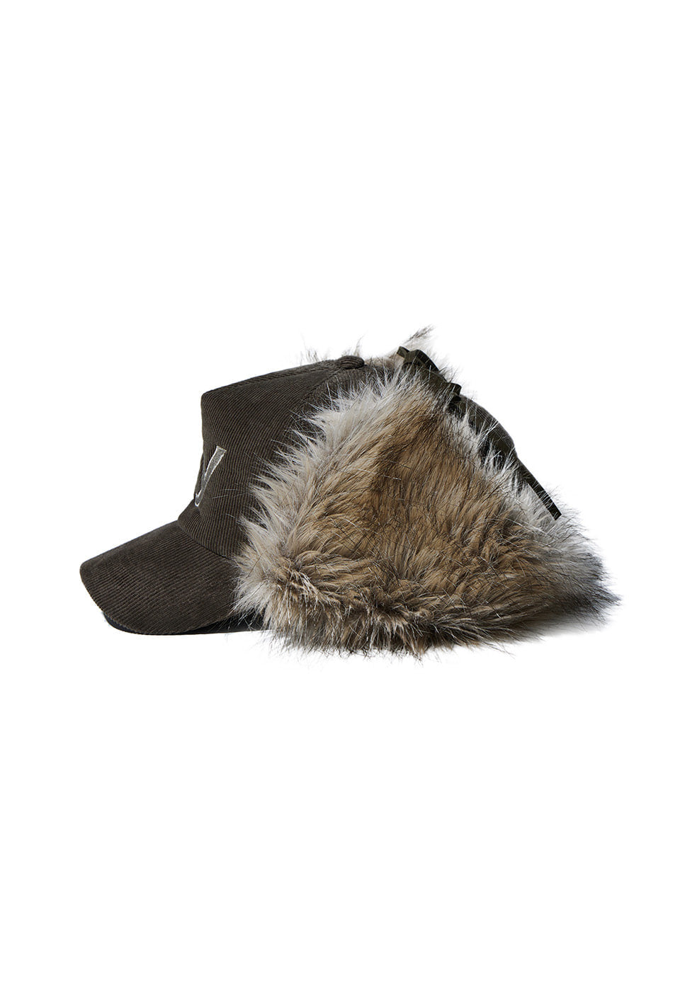 FAUX FUR CORDUROY EARFLAP CAP