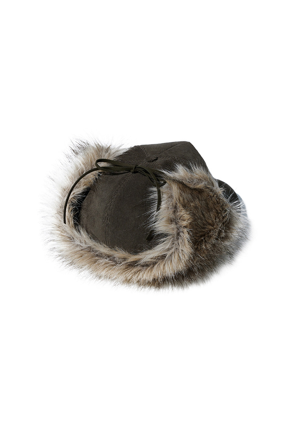 FAUX FUR CORDUROY EARFLAP CAP