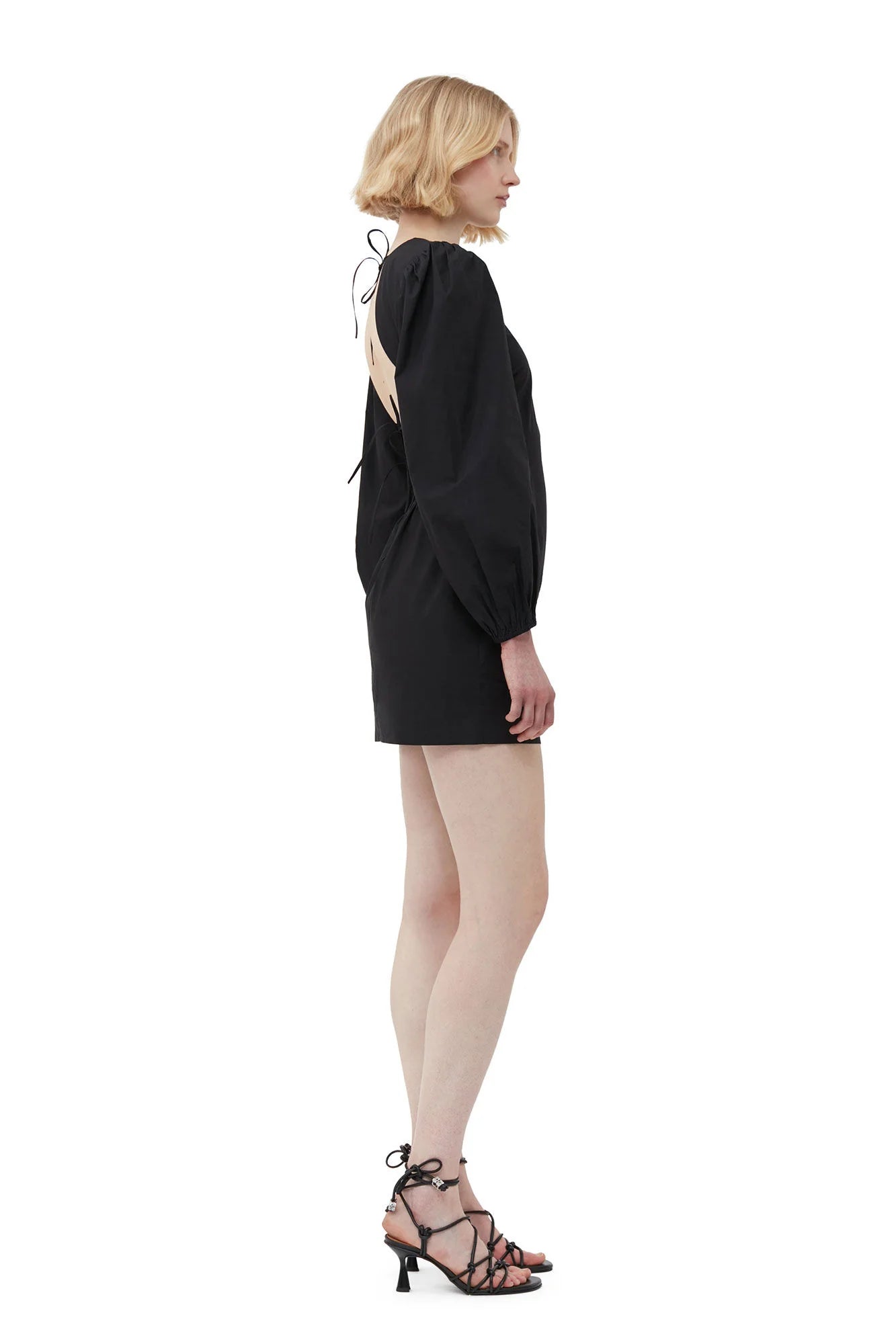 COTTON POPLIN OPEN BACK MINI DRESS