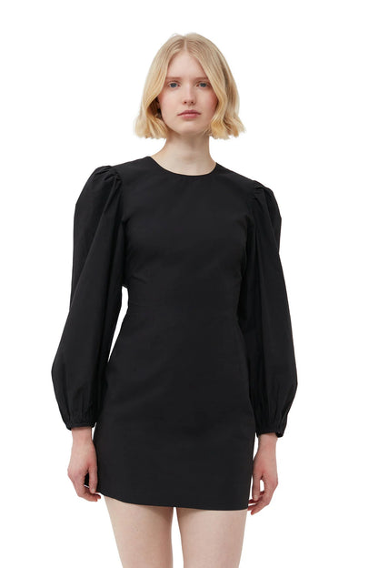 COTTON POPLIN OPEN BACK MINI DRESS