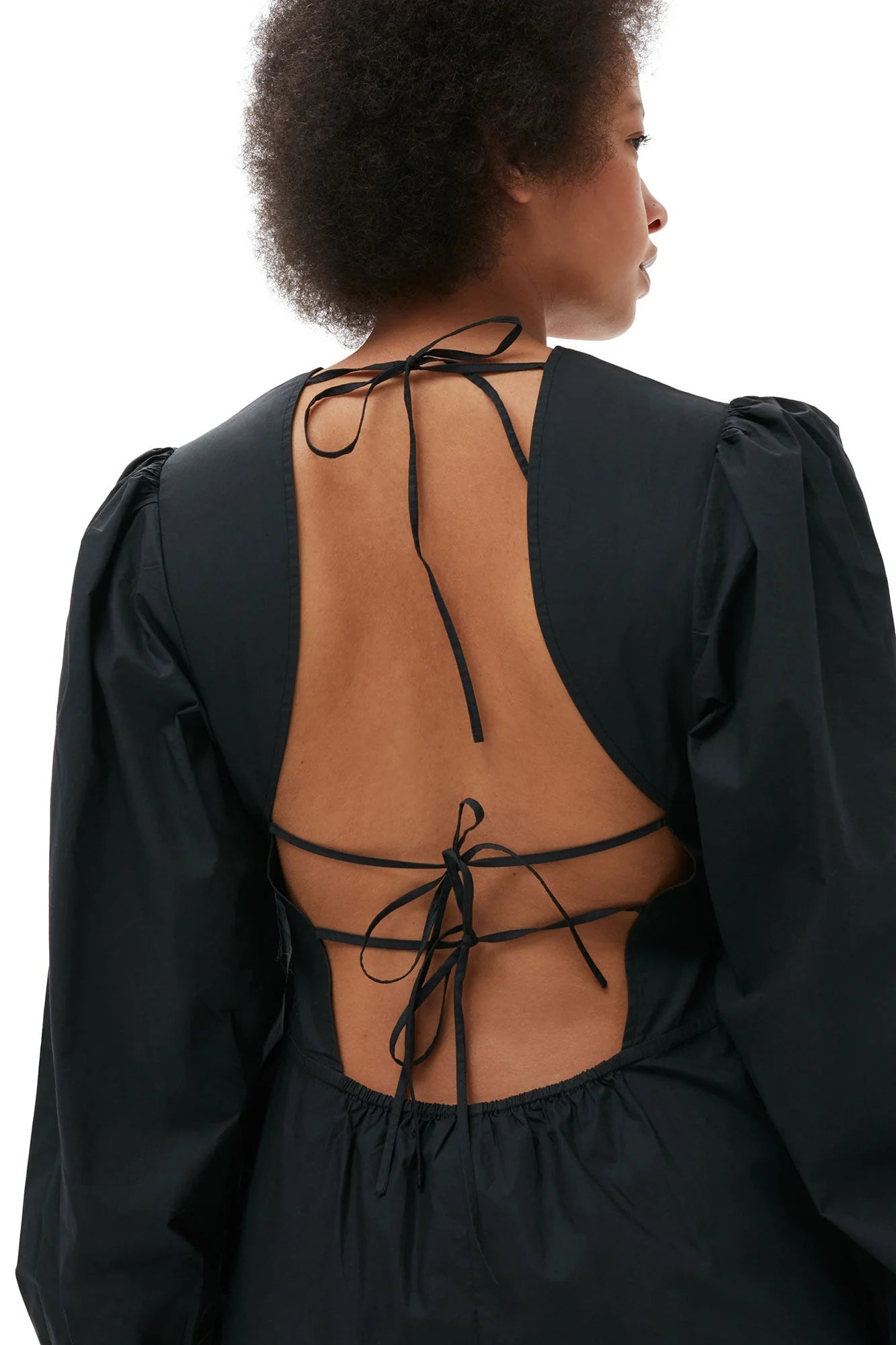 COTTON POPLIN OPEN BACK MINI DRESS