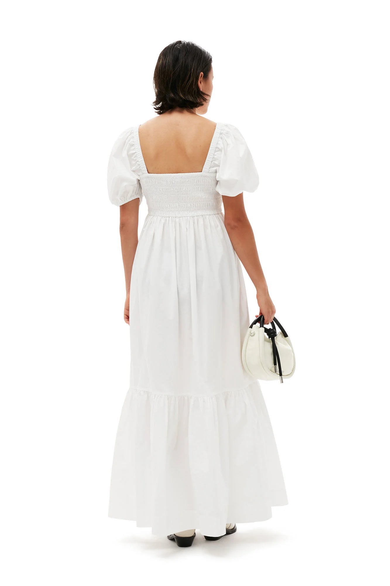 COTTON POPLIN SMOCK MAXI DRESS