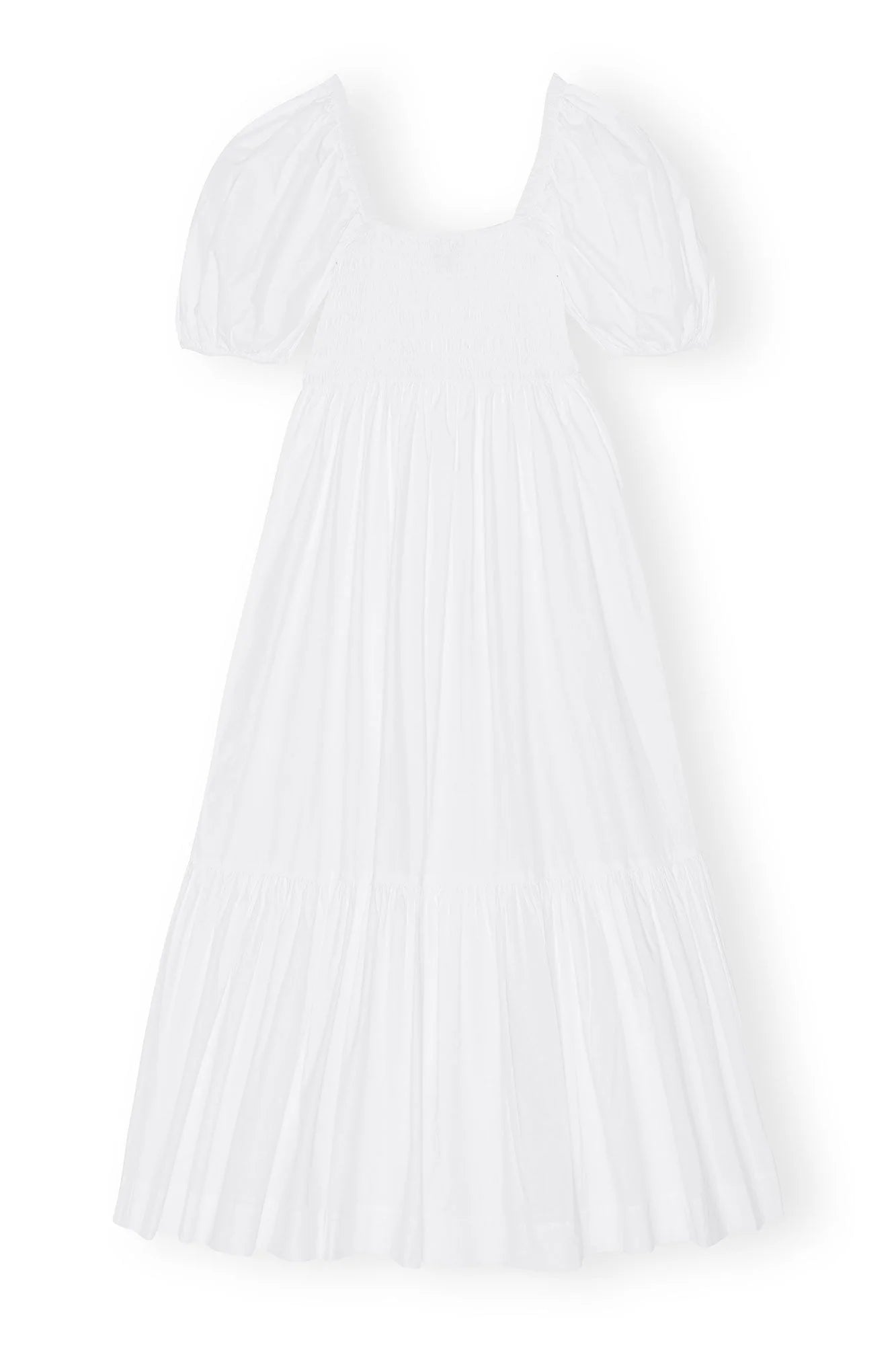 COTTON POPLIN SMOCK MAXI DRESS