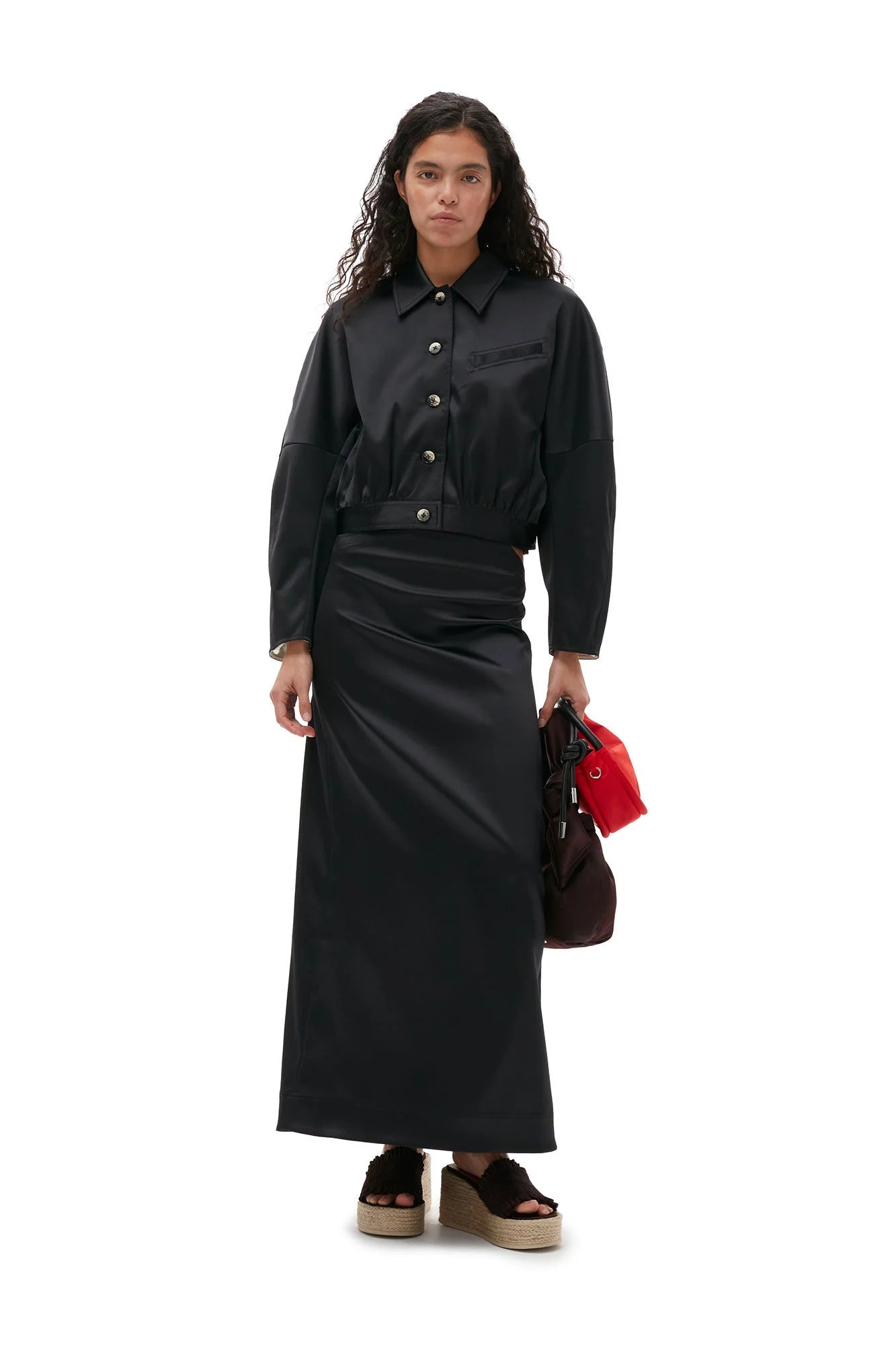 DOUBLE SATIN MAXI SKIRT