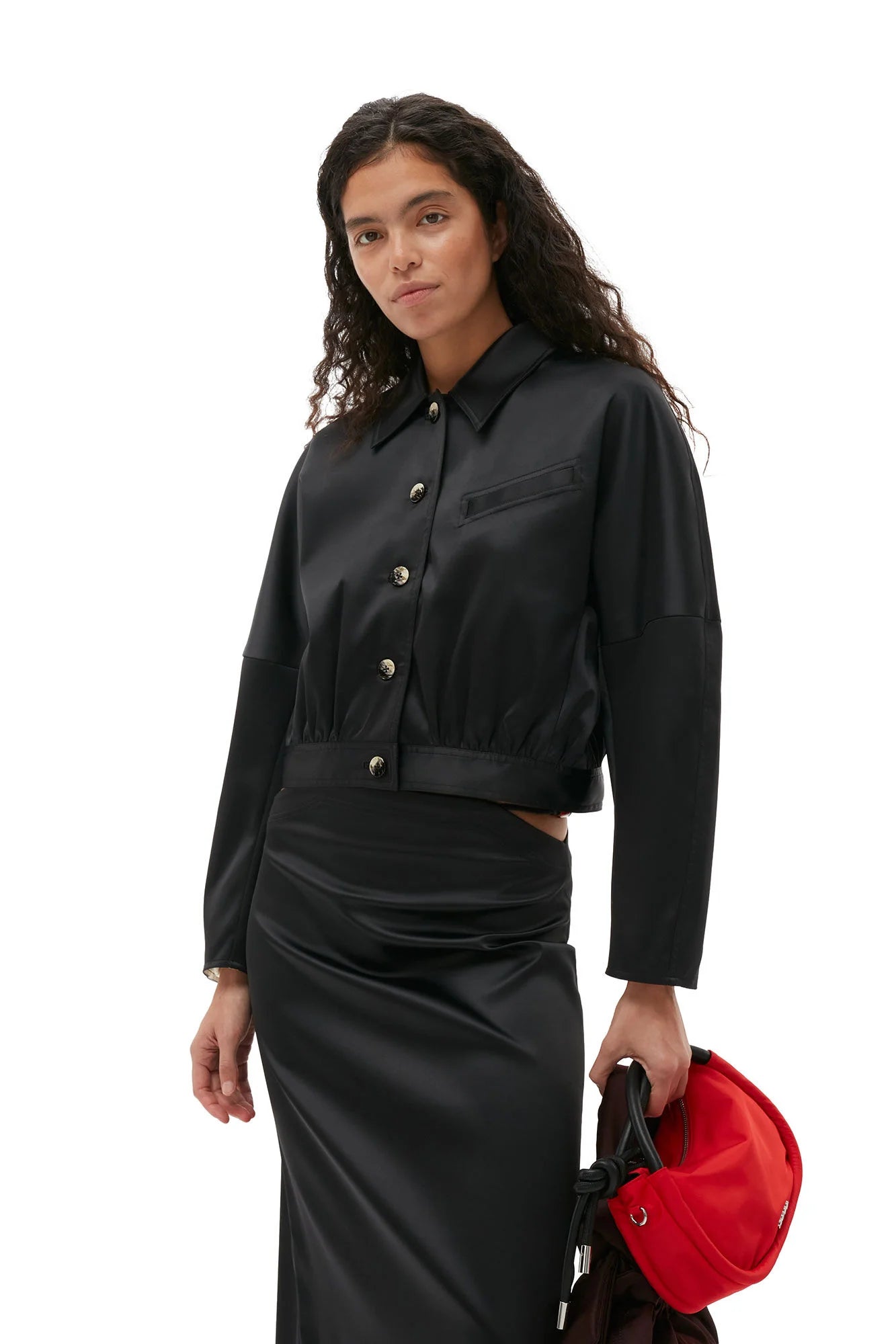 DOUBLE SATIN MAXI SKIRT
