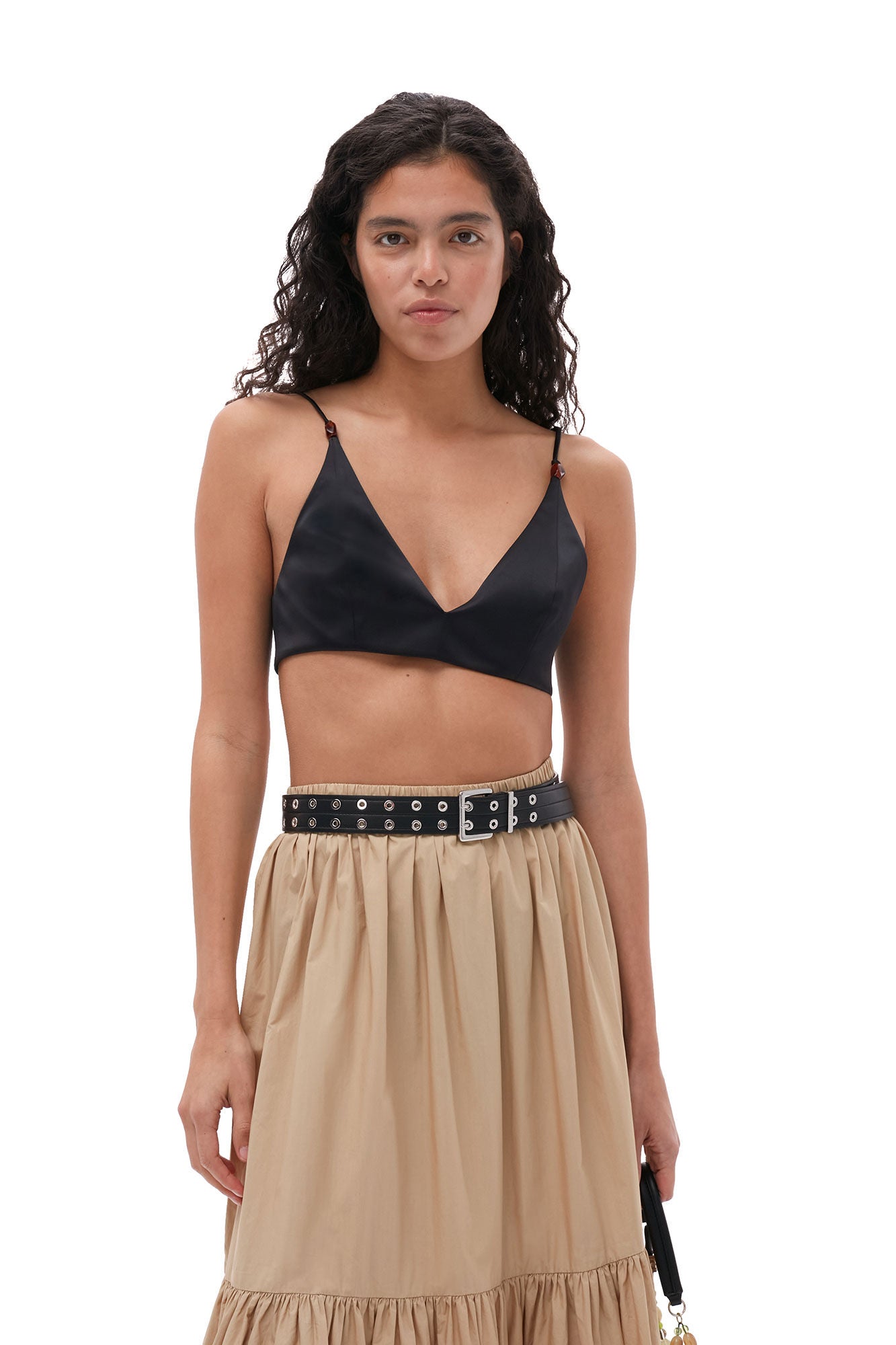 BLACK DOUBLE SATIN TOP