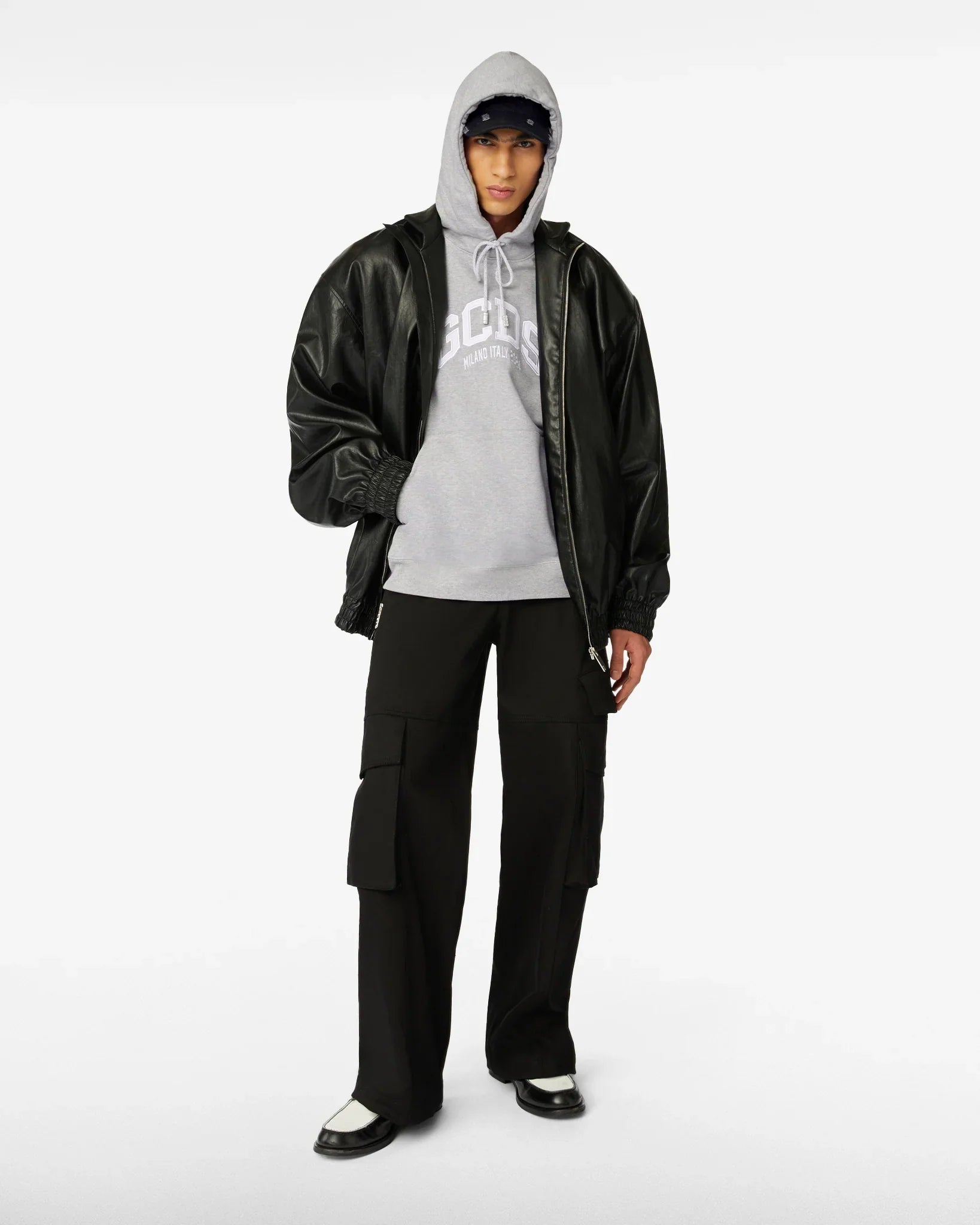 GCDS NEW LOOSE HOODIE GREY