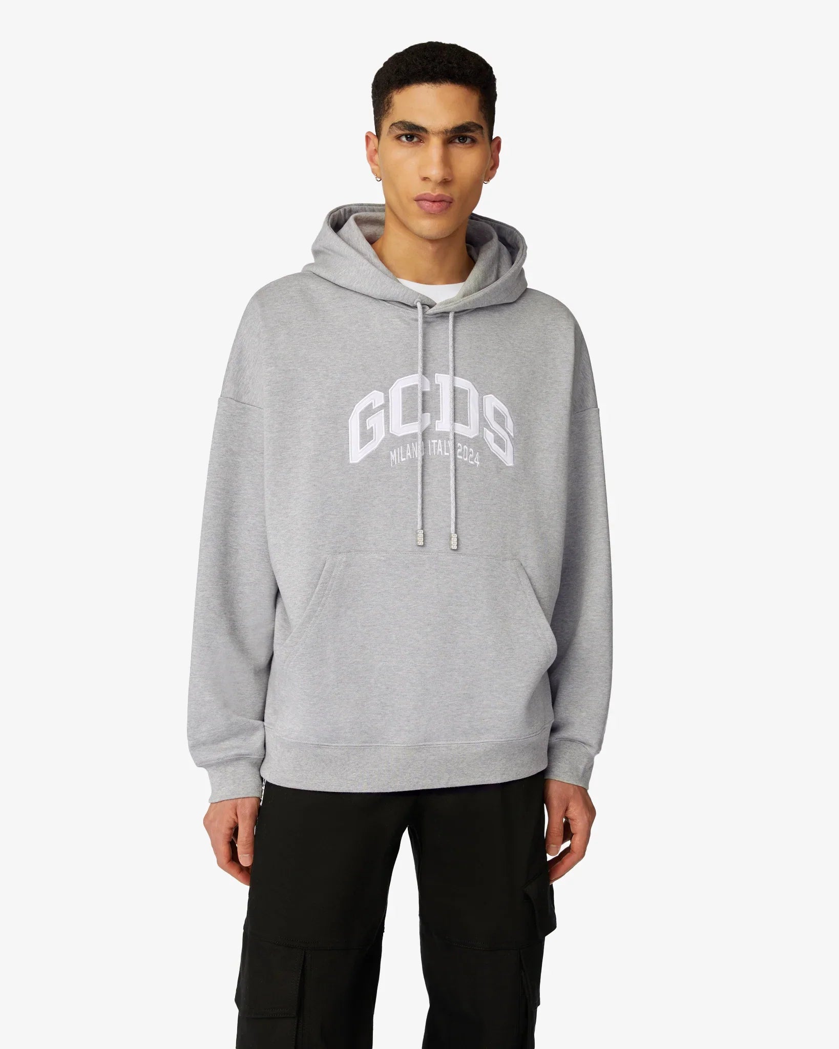 GCDS NEW LOOSE HOODIE GREY