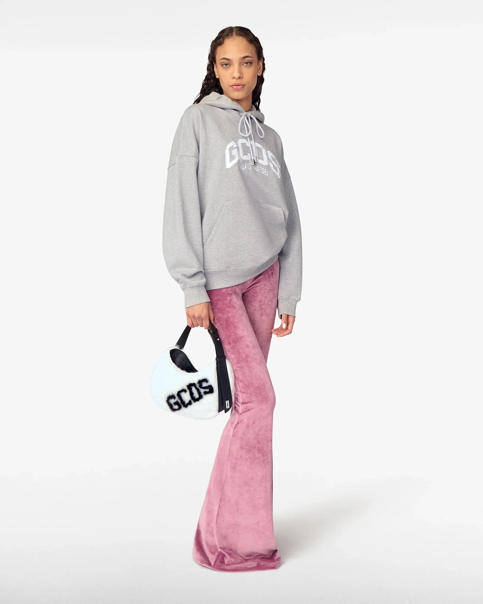GCDS NEW LOOSE HOODIE GREY