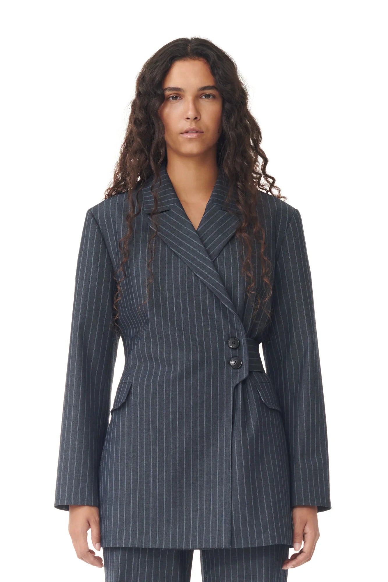 STRETCH STRIPE FITTED BLAZER
