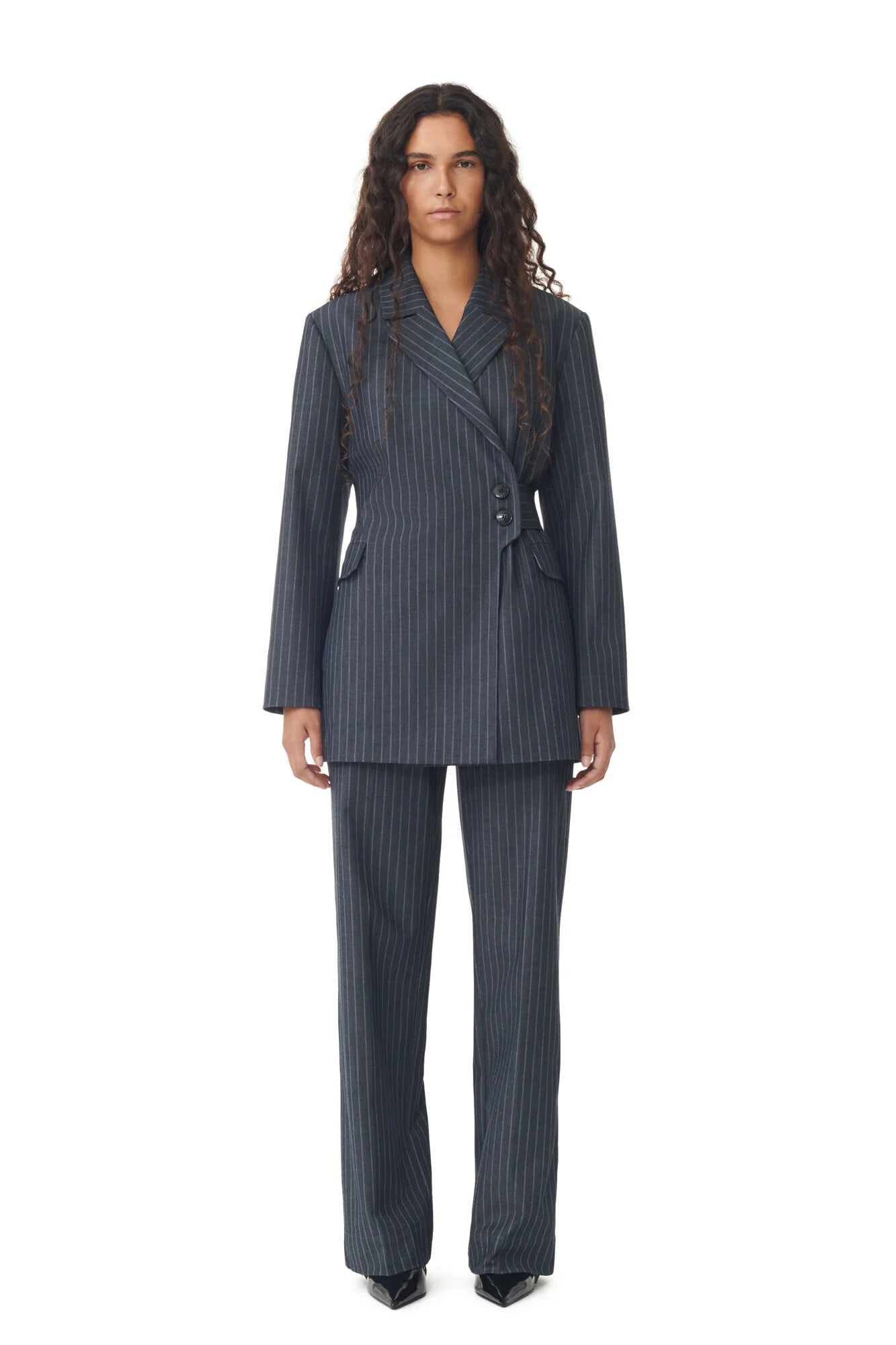 STRETCH STRIPE FITTED BLAZER