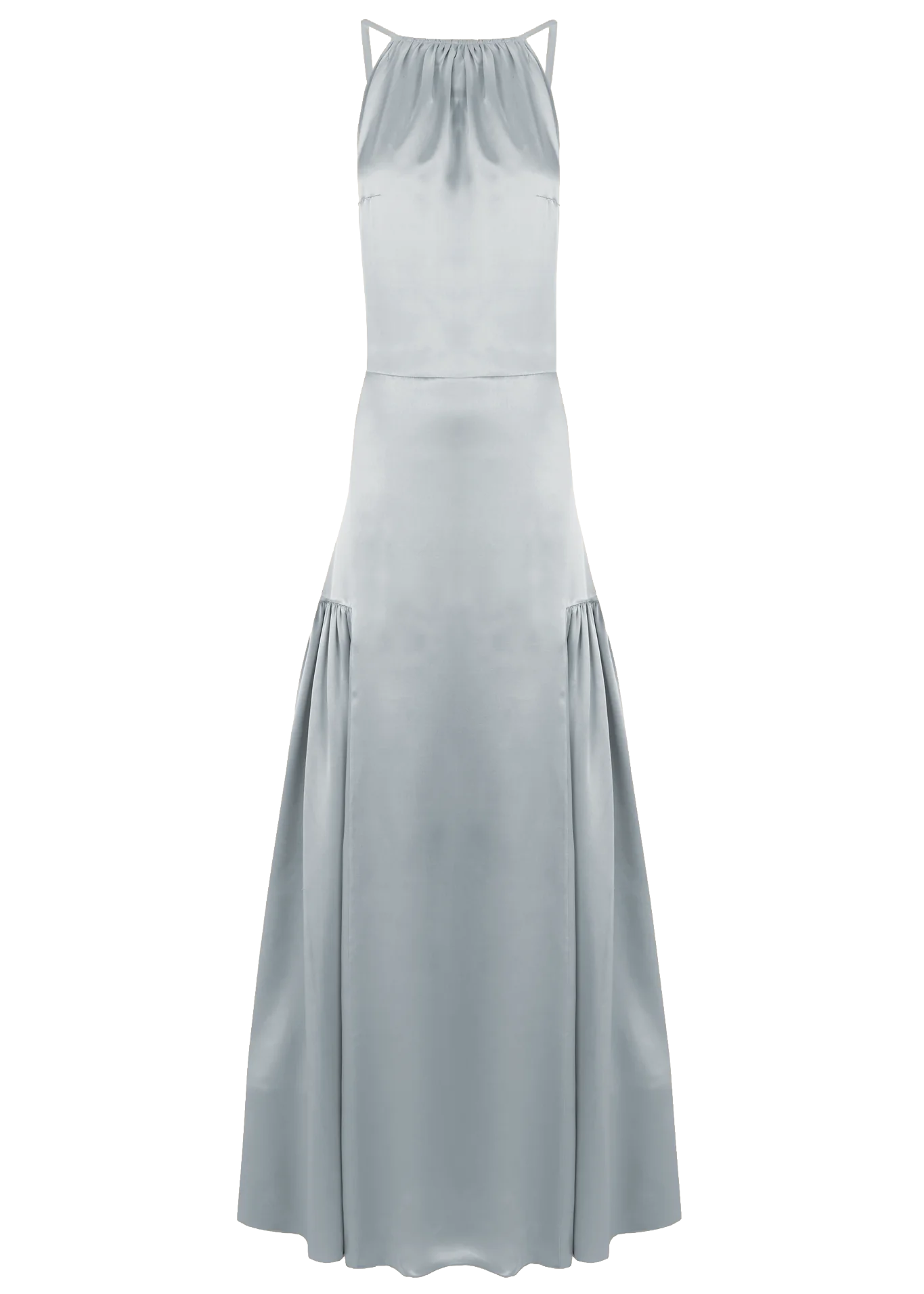 Light blue Teresa Helbig halter dress for daytime wedding guest and destination wedding dressing