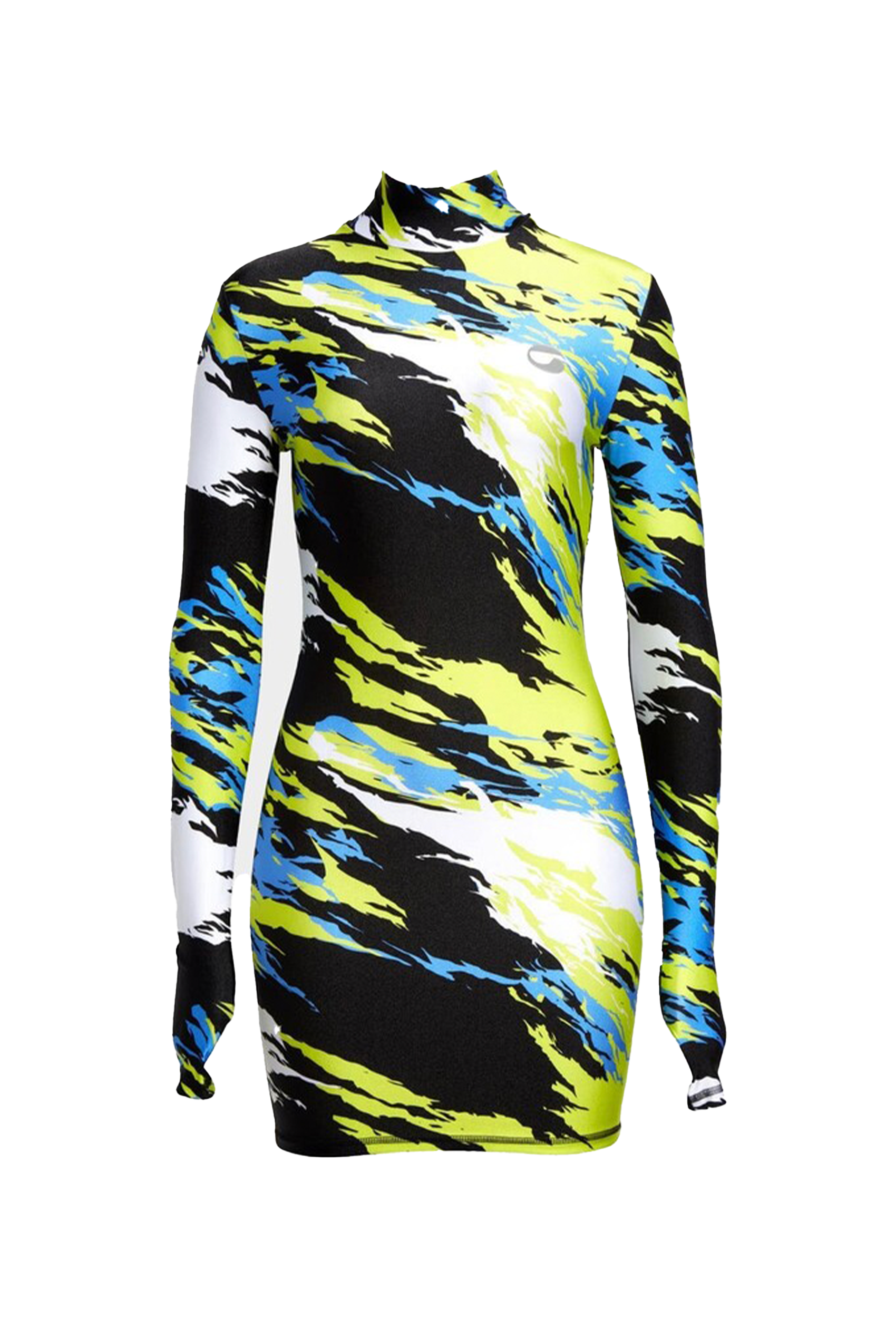Multicolor High Neck Fitted Mini Dress