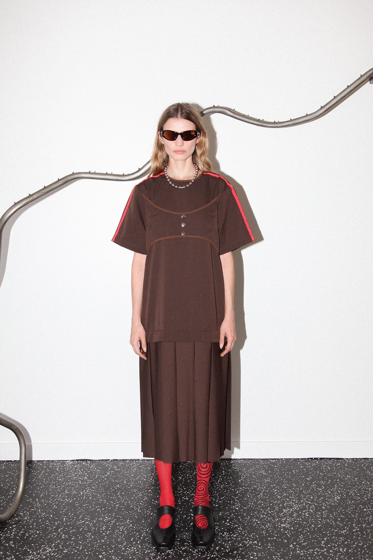 BOX PLEAT DRESS - MUD