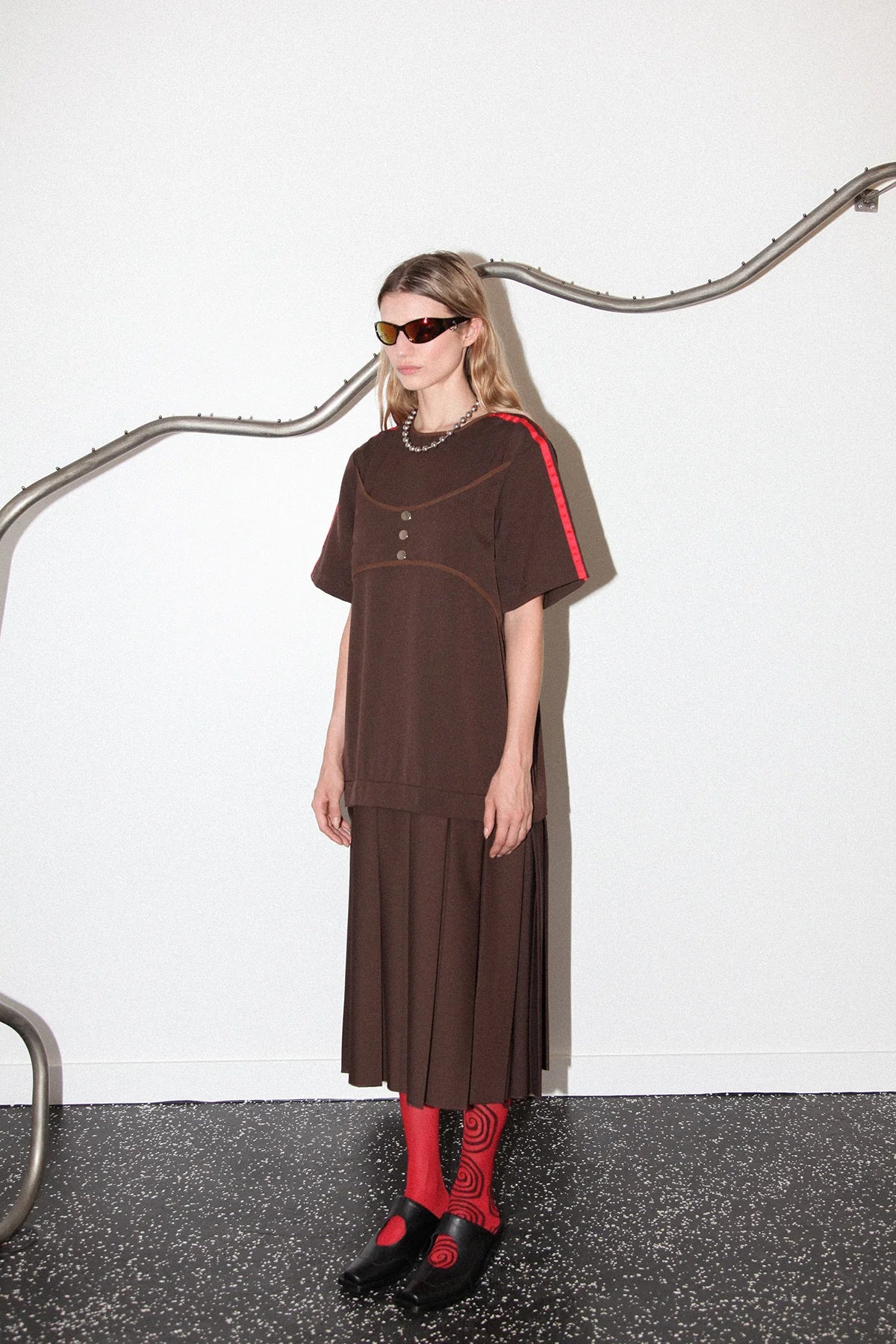 BOX PLEAT DRESS - MUD