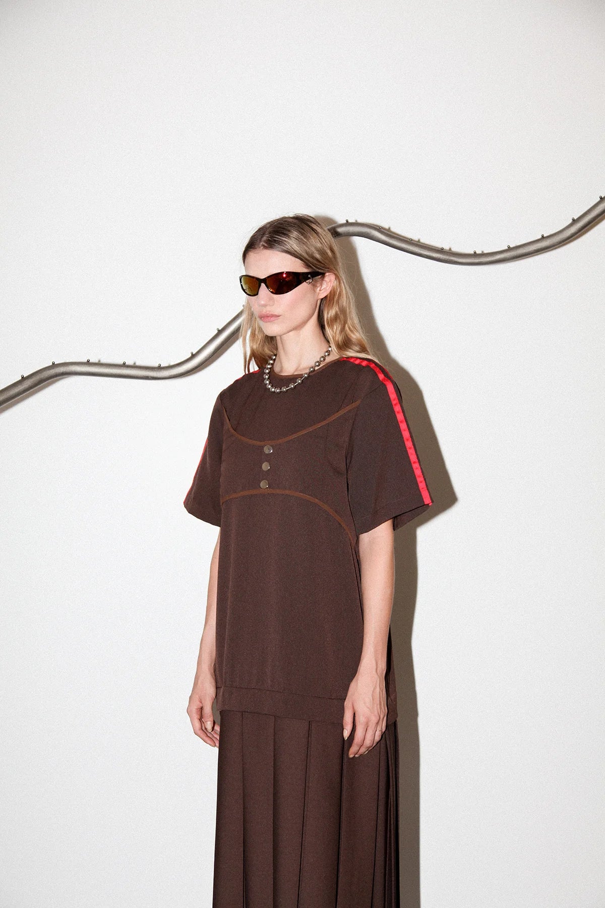 BOX PLEAT DRESS - MUD