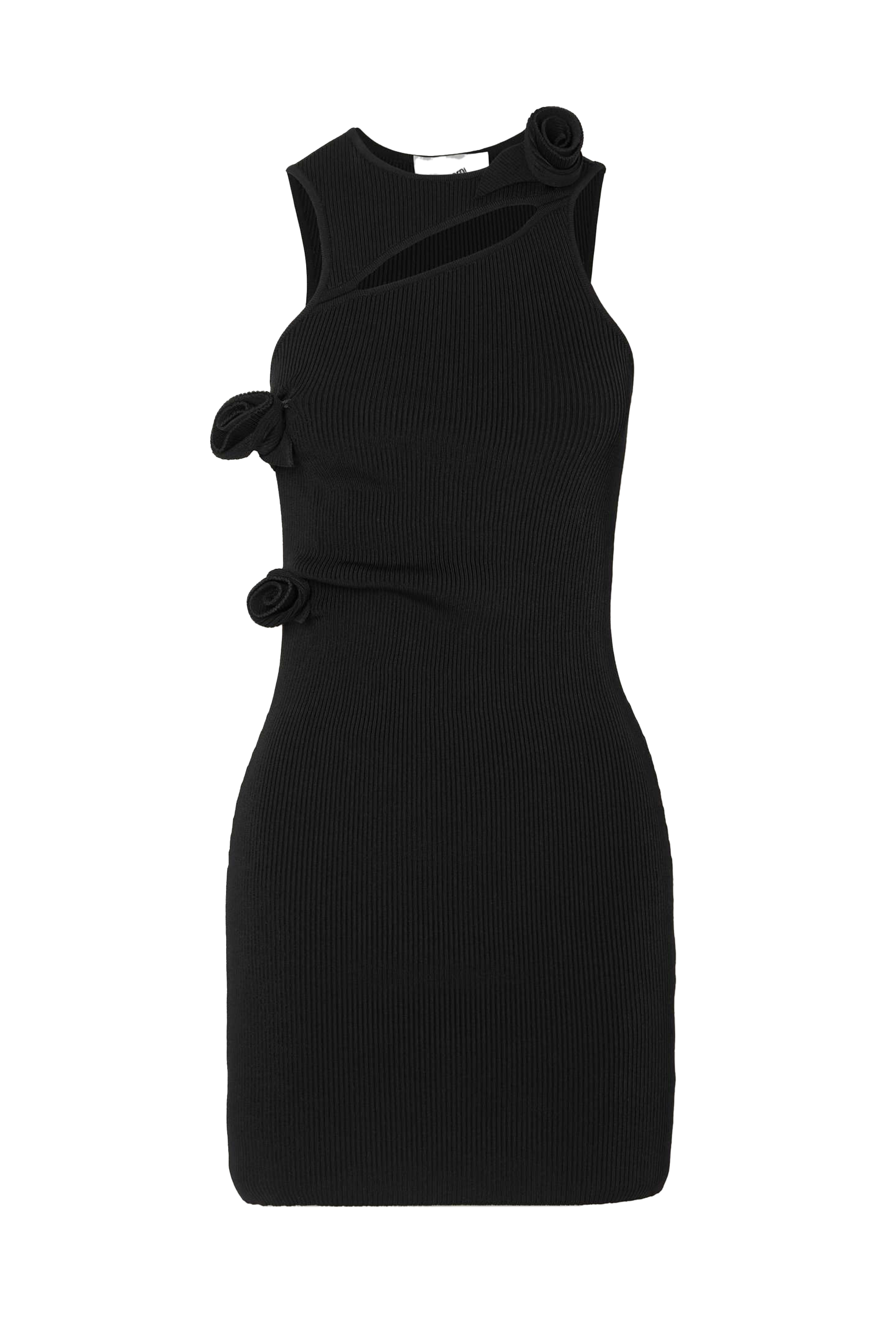 Asymmetric Flower Knit Mini Dress