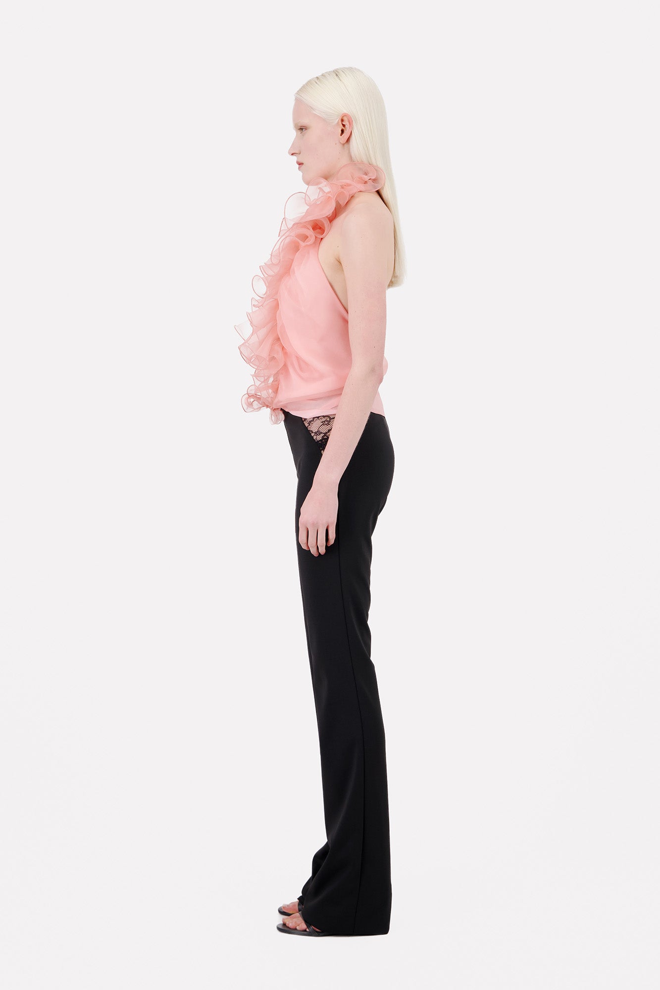 STRAIGHT LEG LEGGINGS WITH LACE HIP CUTOUT