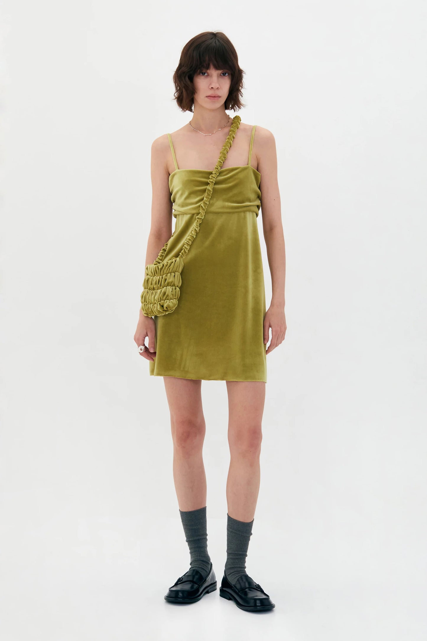 GREEN VELVET SLEEVELESS TOP