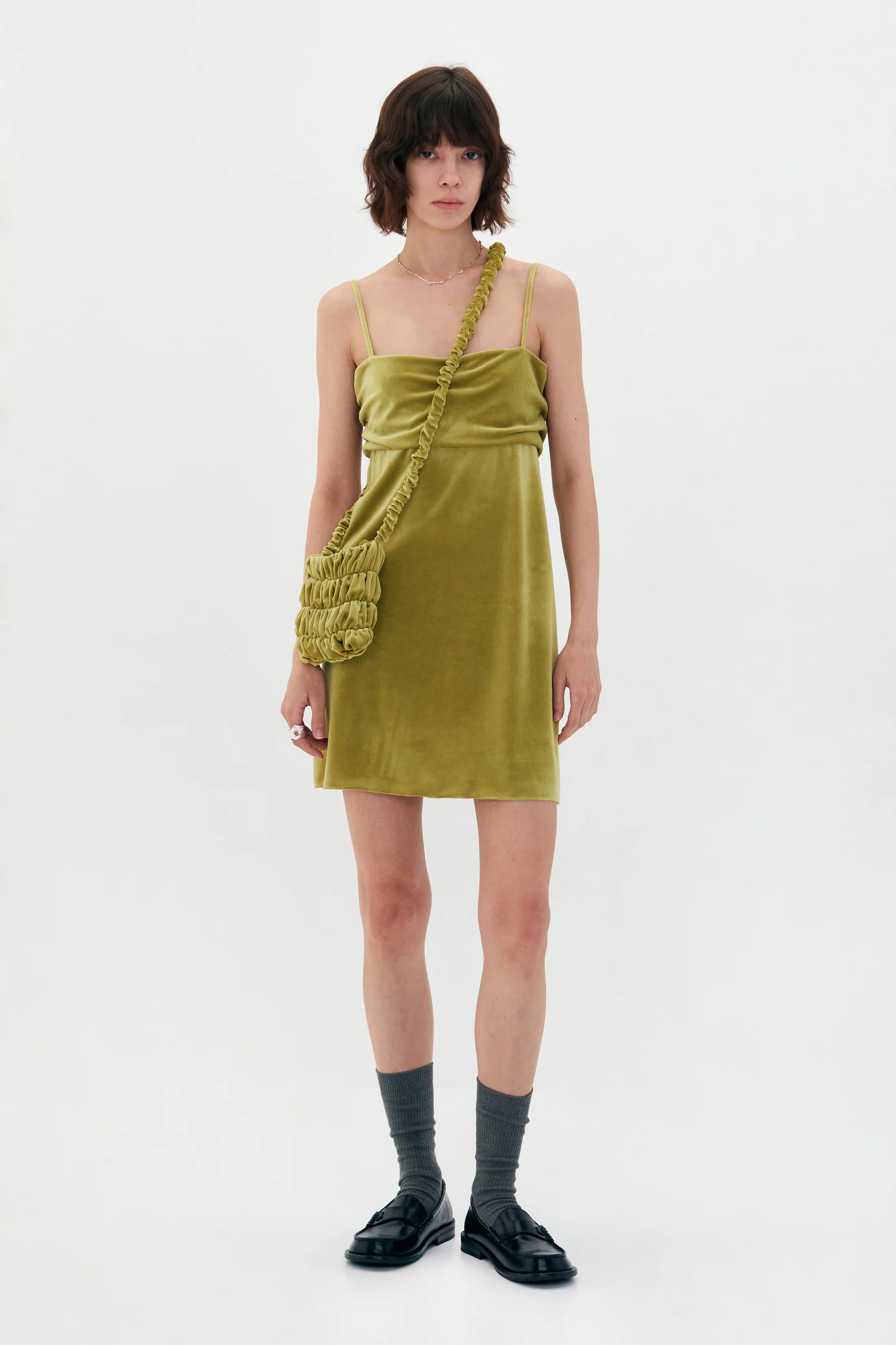 GREEN VELVET SLEEVELESS TOP