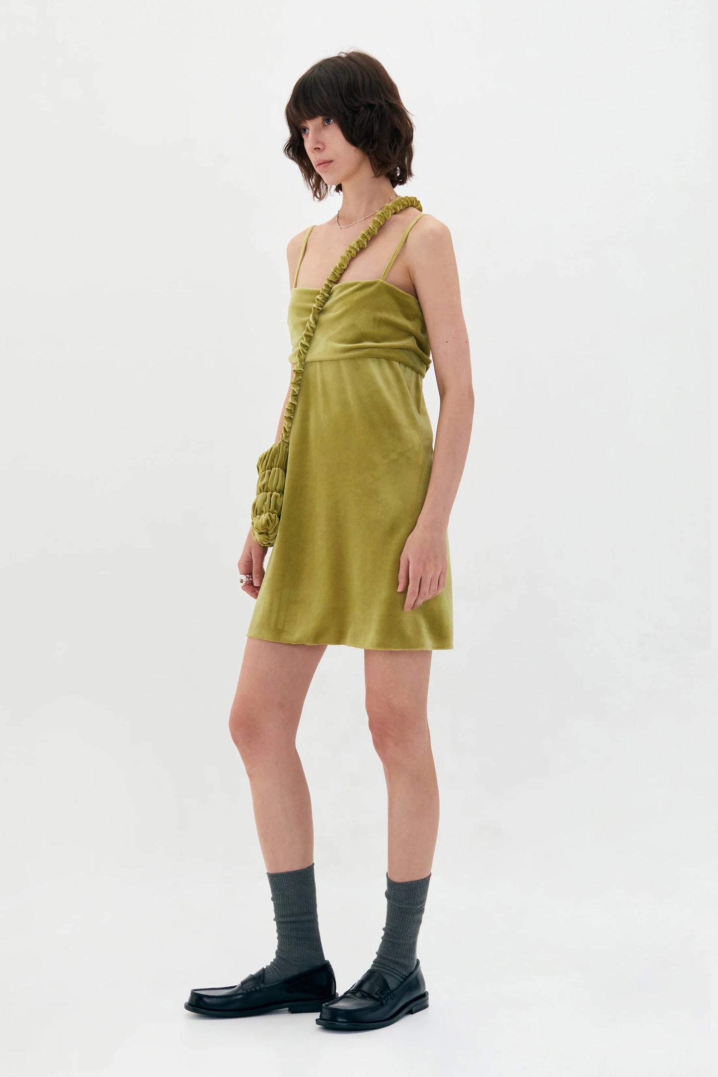 GREEN VELVET SLEEVELESS TOP