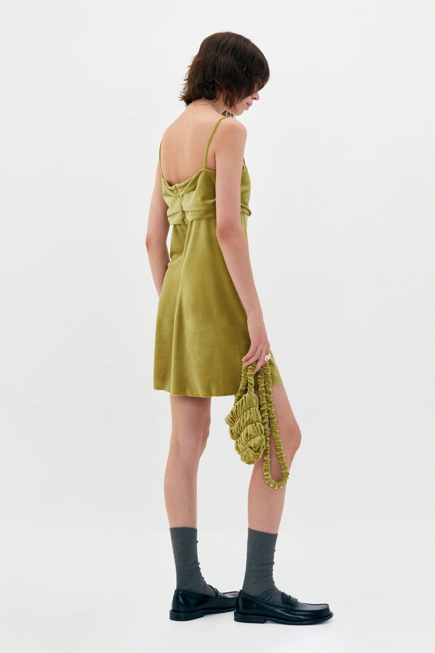 GREEN VELVET SLEEVELESS TOP