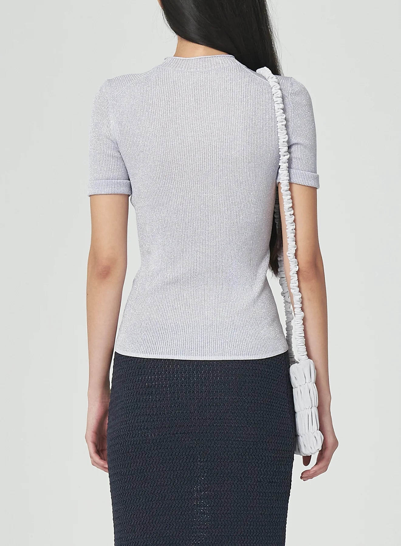 METALLIC RIBBED KNIT TOP
