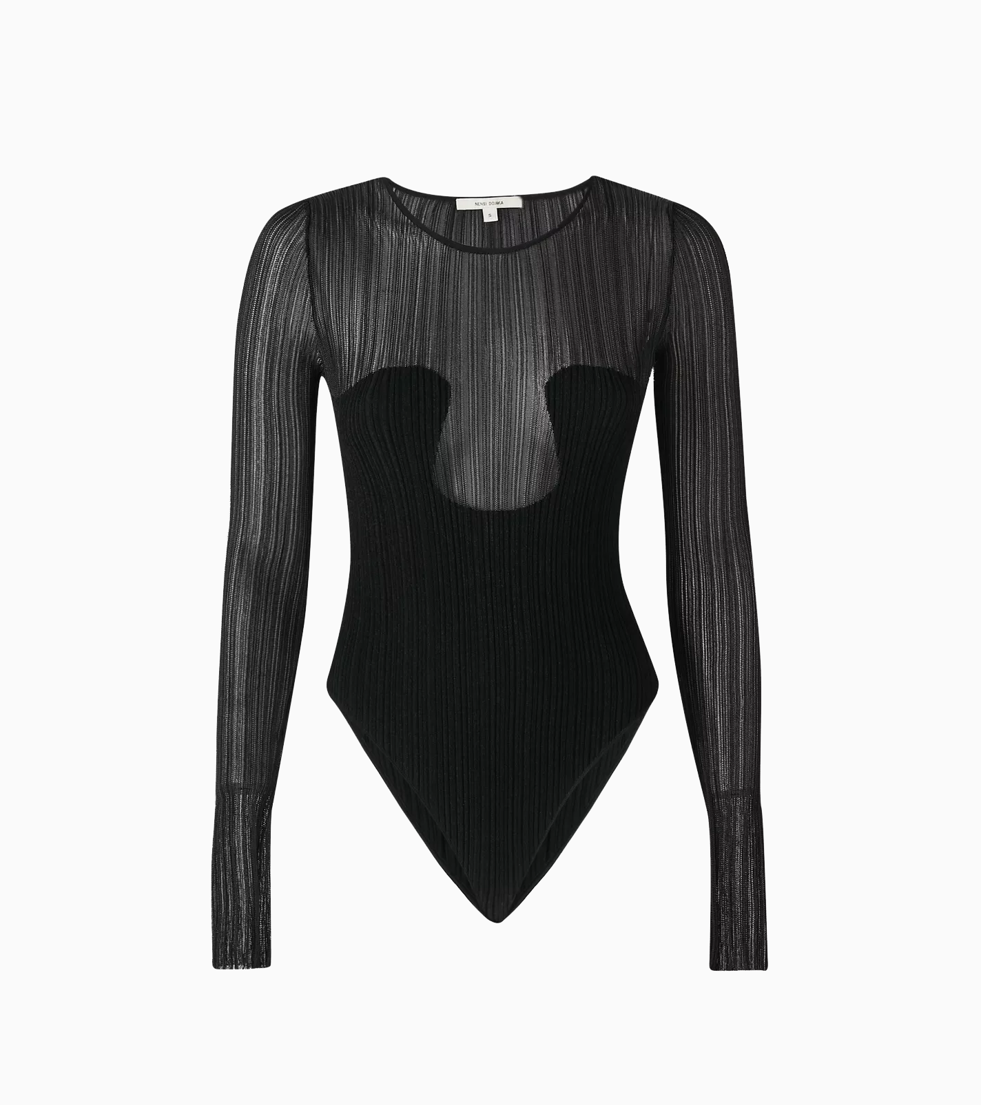FINE SEMI-SHEER PLISSE RIB BODYSUIT