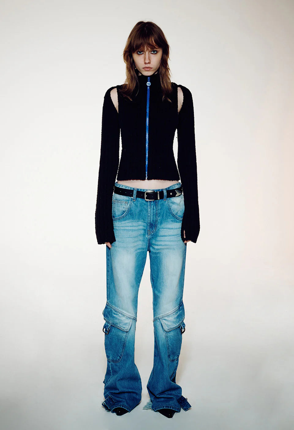 KNEE CARGO JEANS