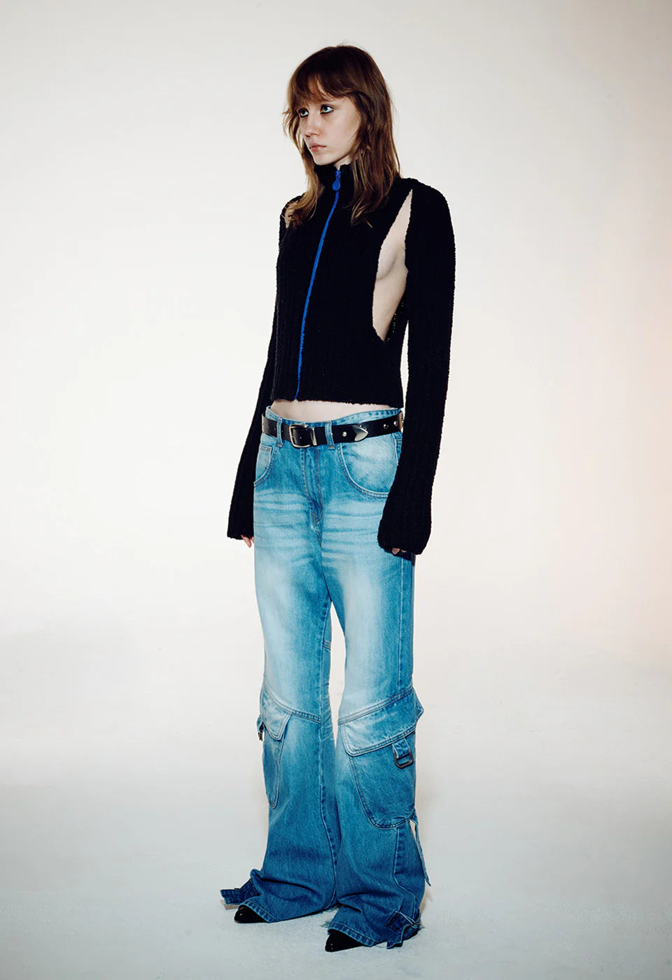 KNEE CARGO JEANS