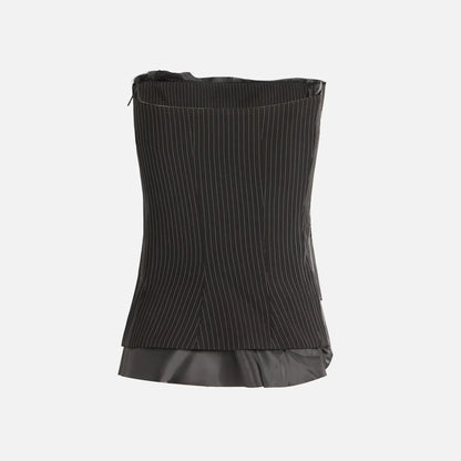 BLACK PINSTRIPE SUIT CORSAGE
