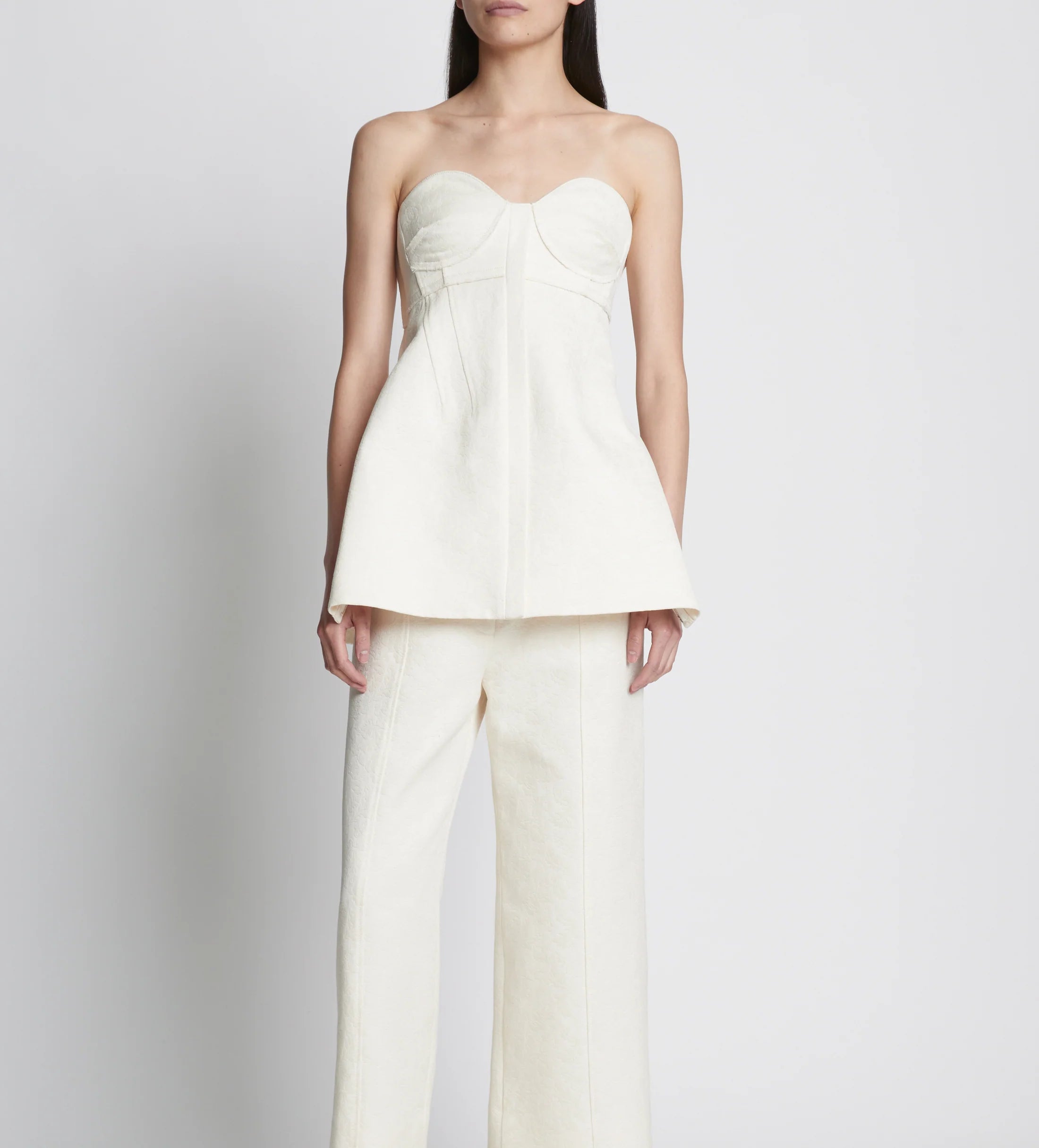 COTTON WOOL JACQUARD OFF WHITE BUSTIER