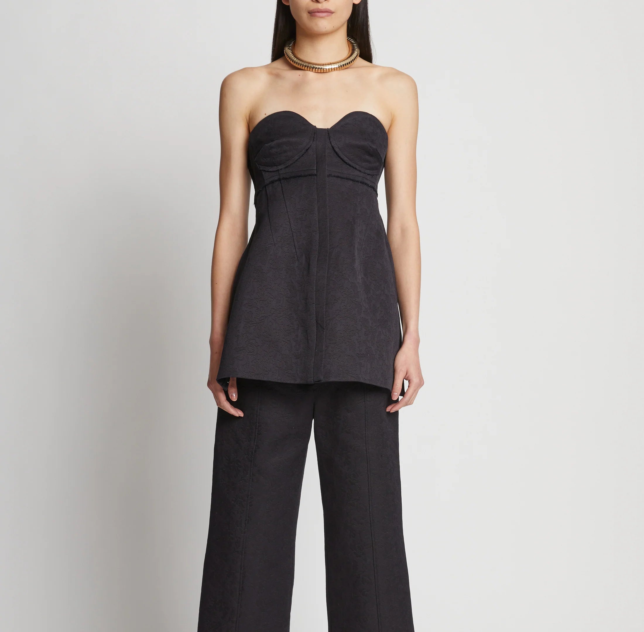 COTTON WOOL JACQUARD BLACK BUSTIER