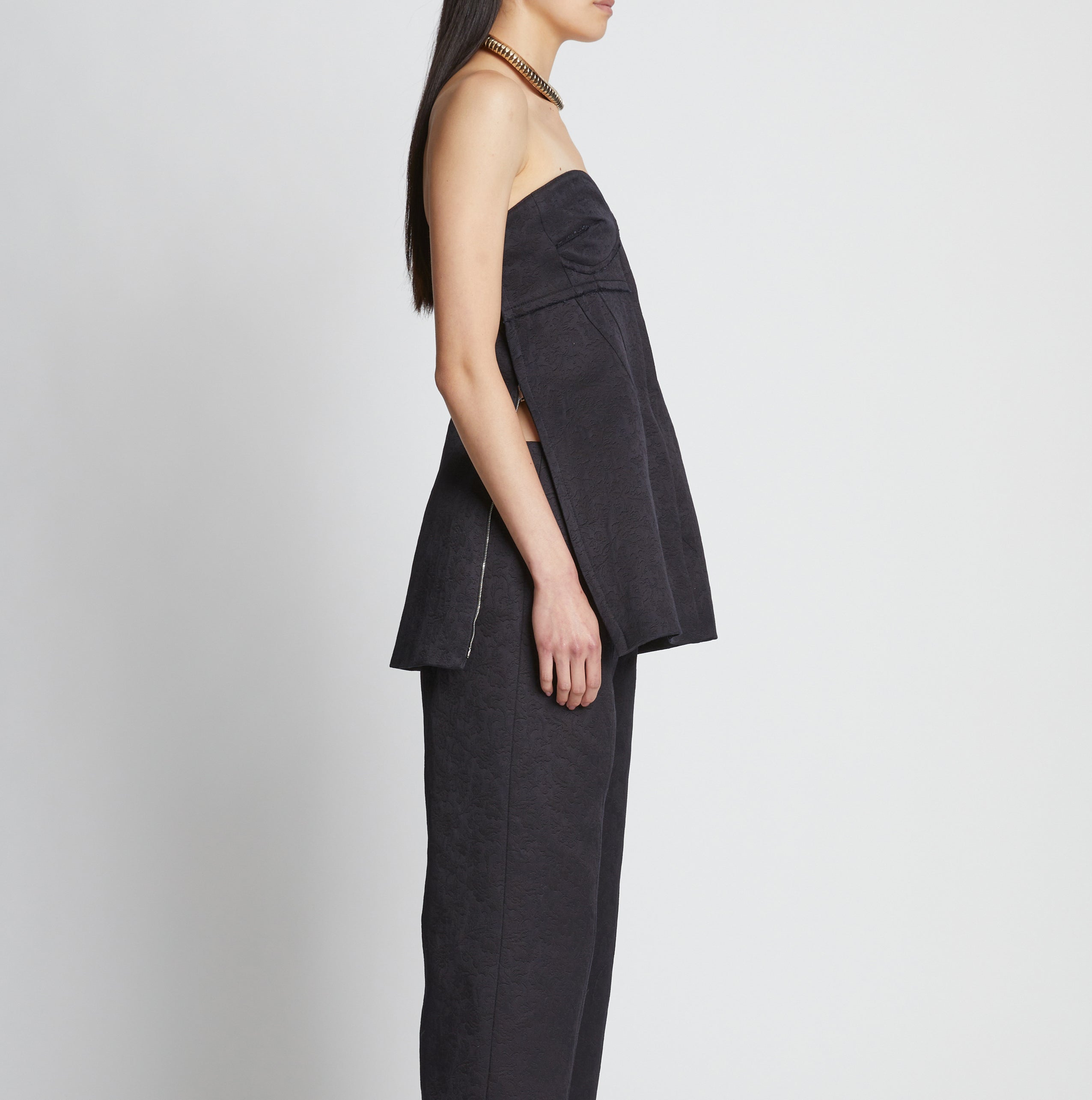 COTTON WOOL JACQUARD BLACK BUSTIER
