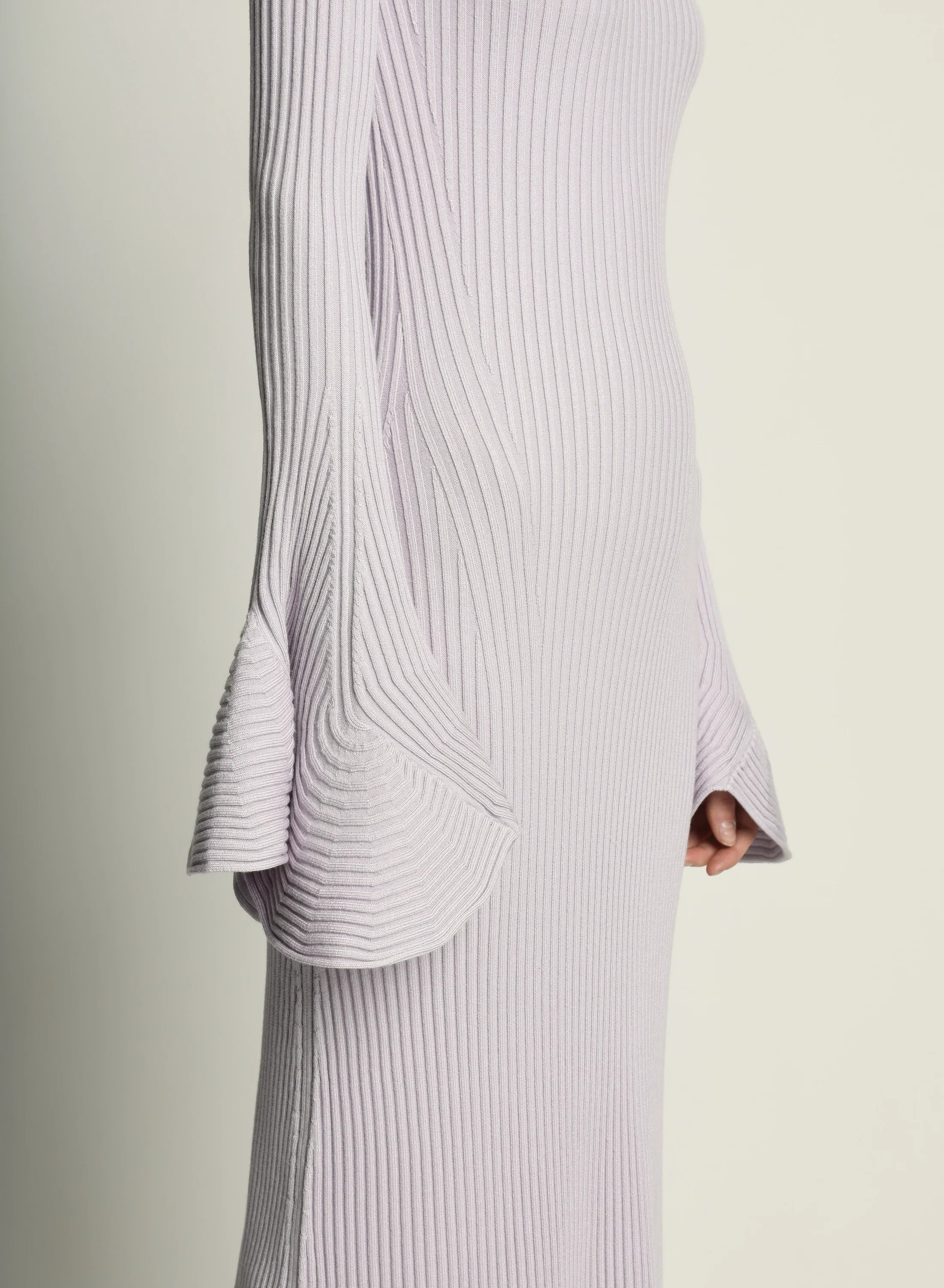 FLUTED RIB KNIT DRESS - LILAC