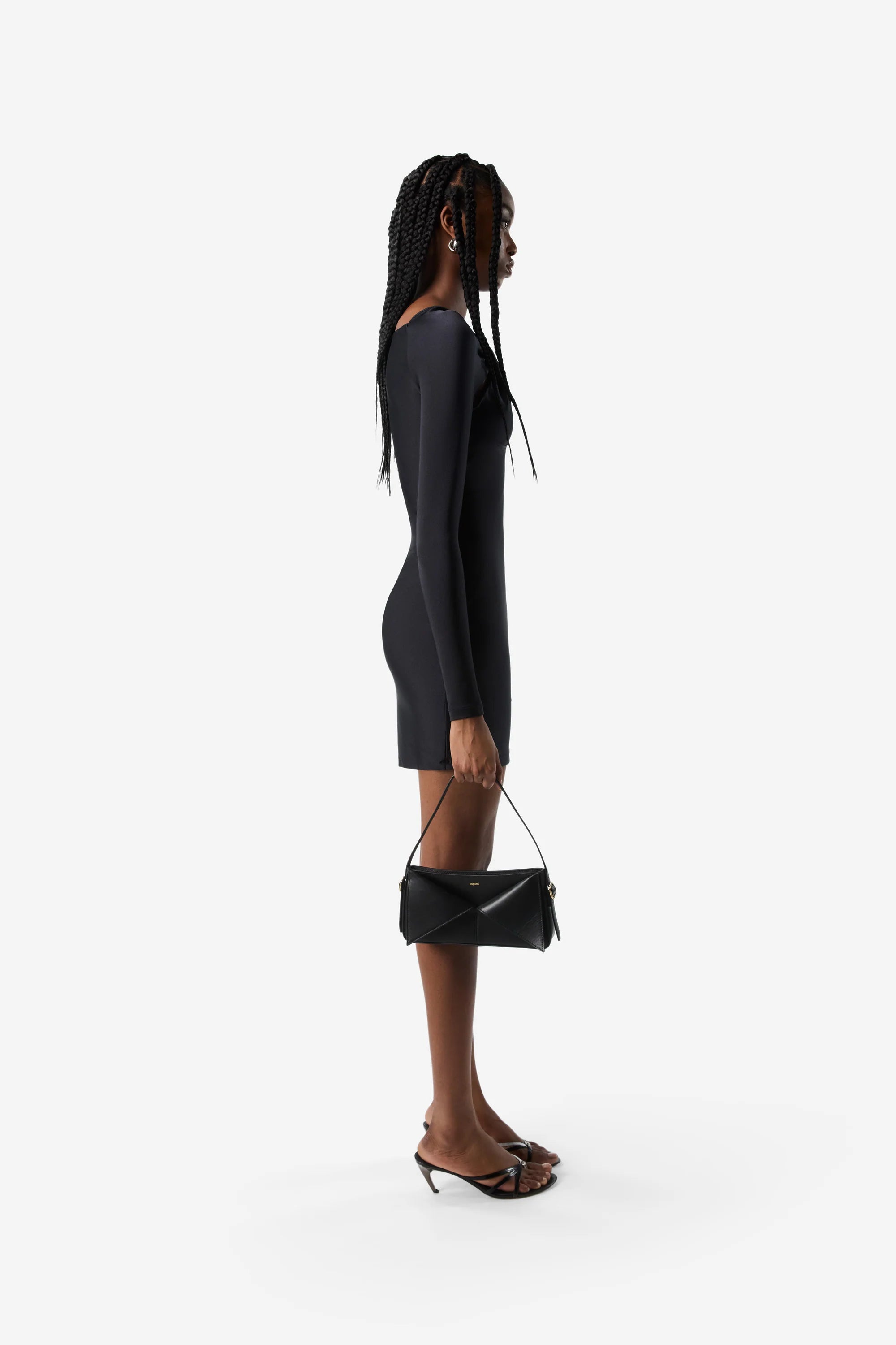 Twisted Cut-Out Jersey Dress Long Sleeves