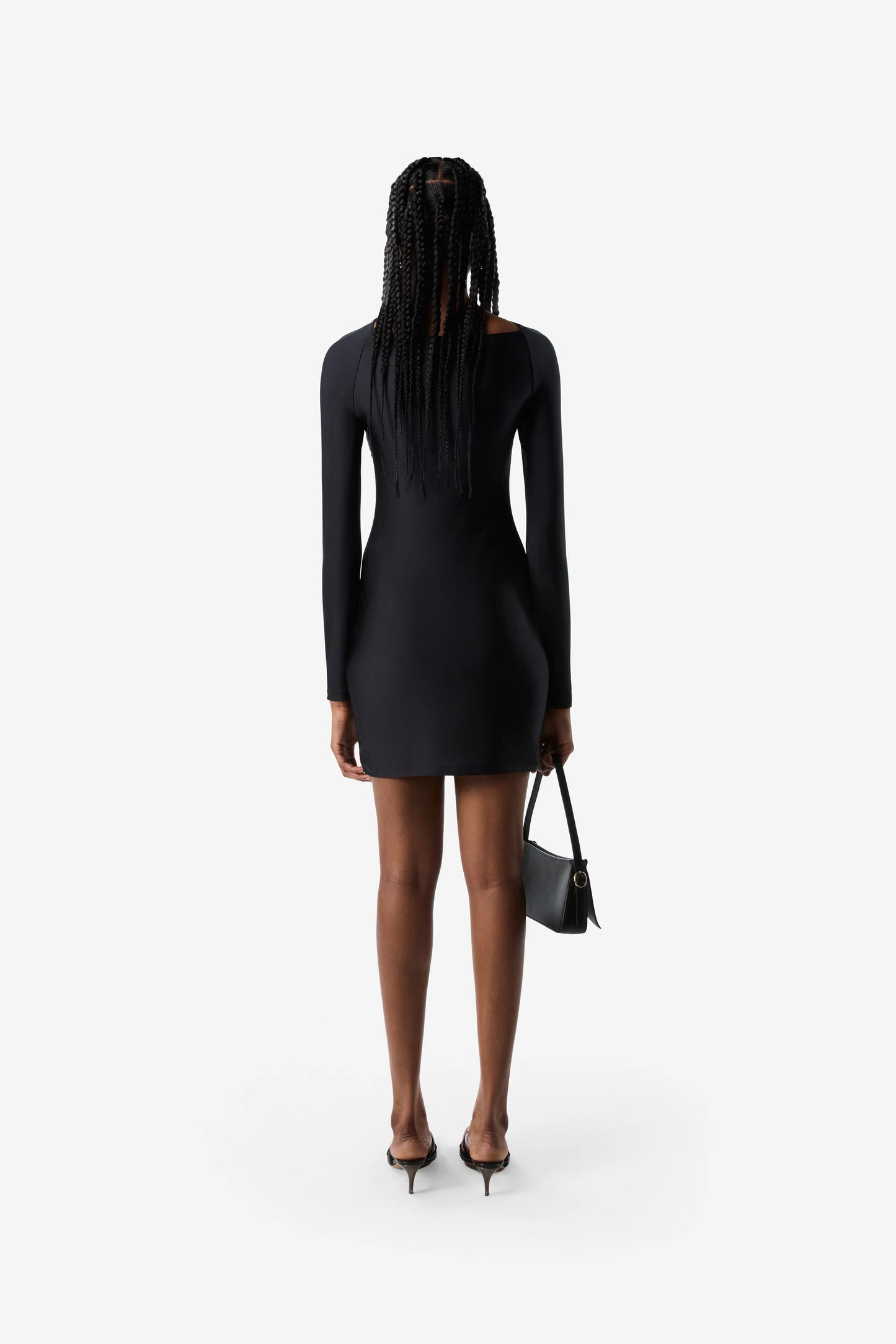 TWISTED CUT-OUT JERSEY DRESS WITH LONG SLEEVES