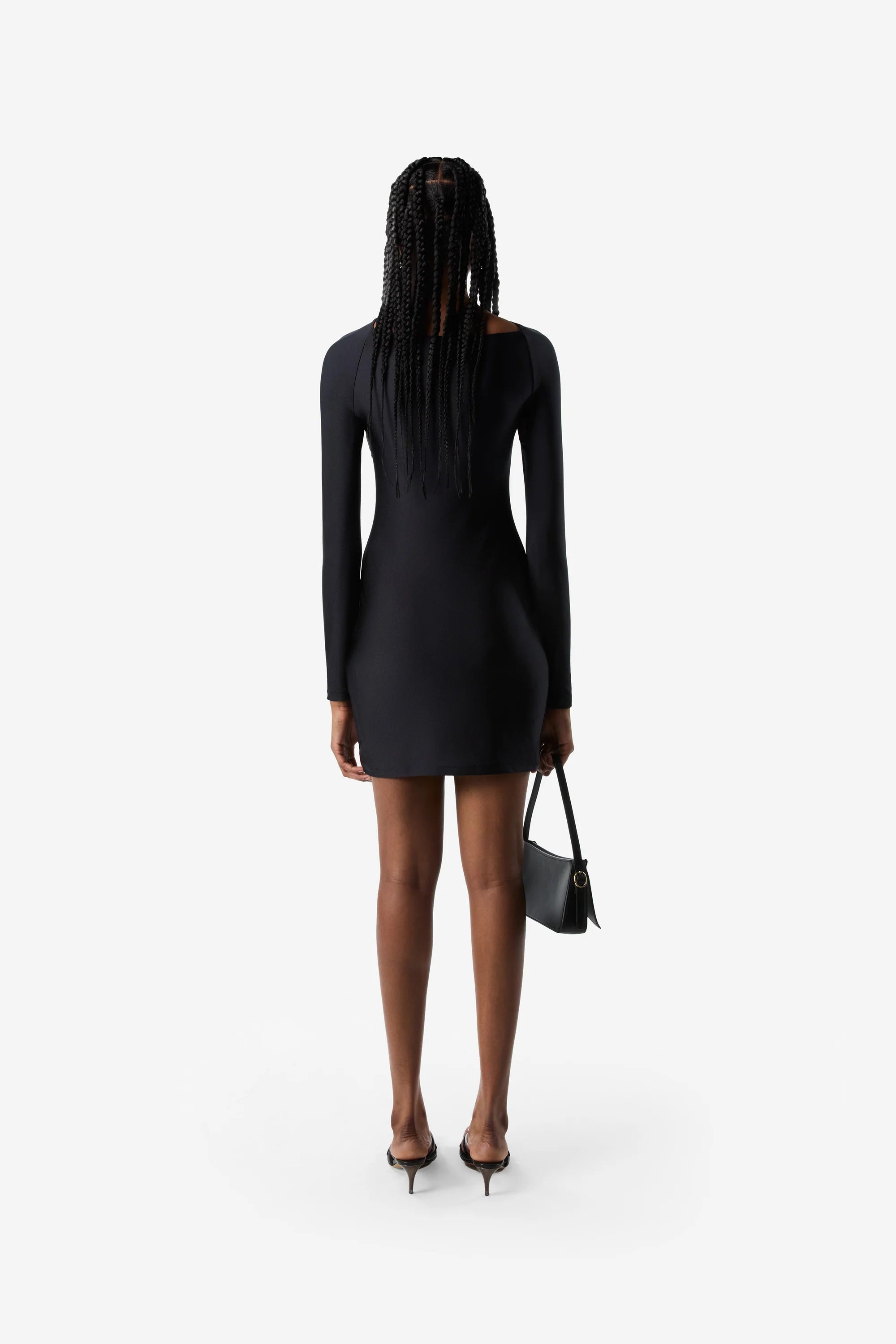 Twisted Cut-Out Jersey Dress Long Sleeves
