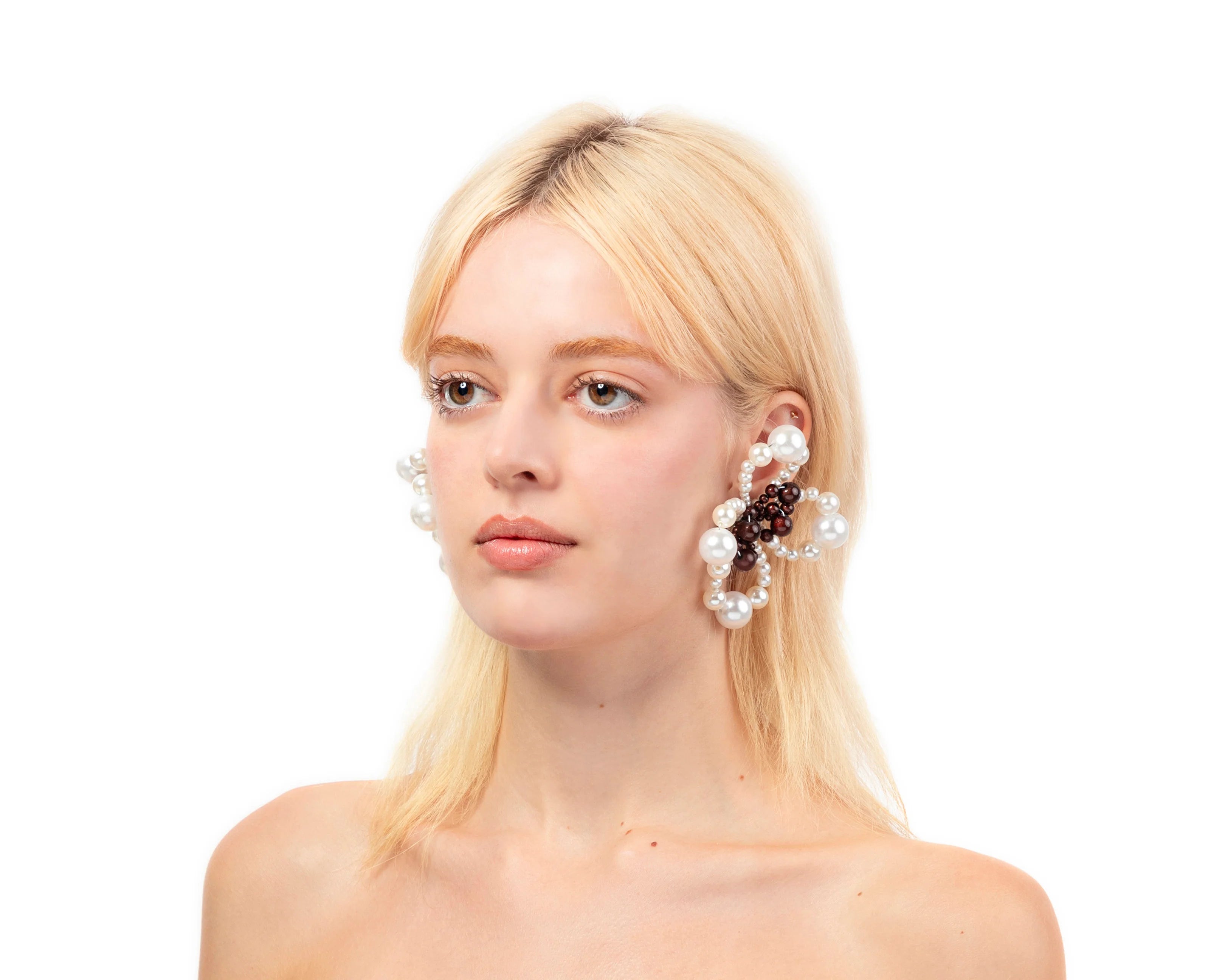 CANDY EARRINGS - PEARL/REFLECTIVE BROWN